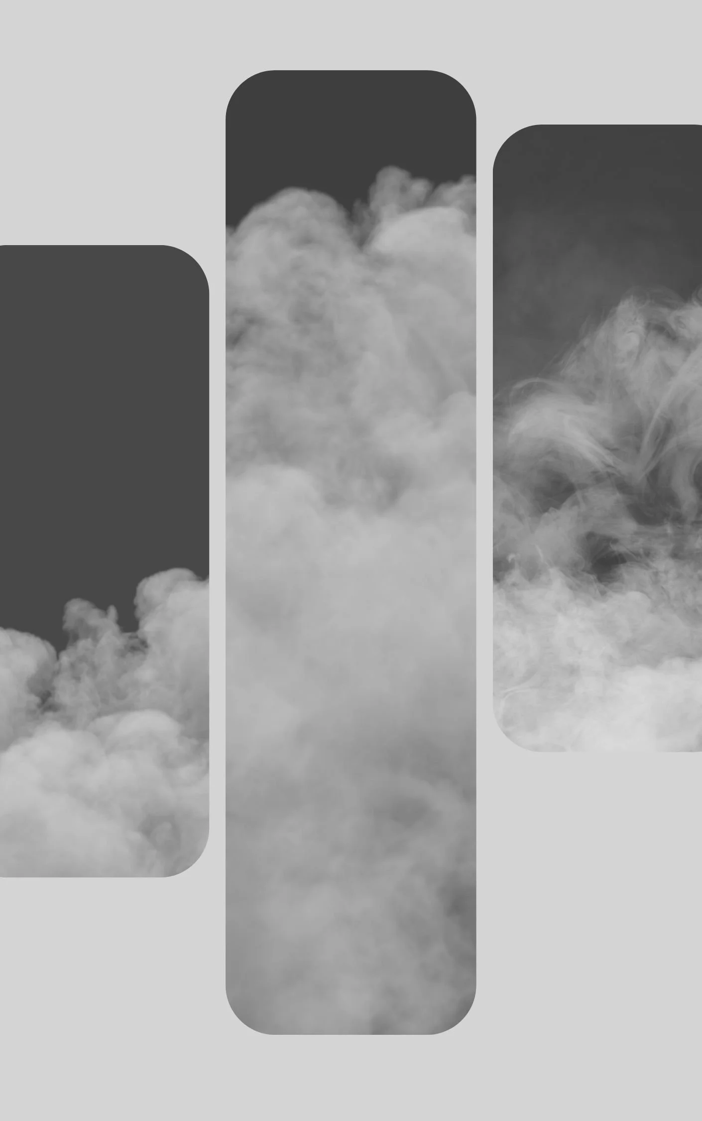 Black and white images of clouds or smoke in a vertical arrangement.