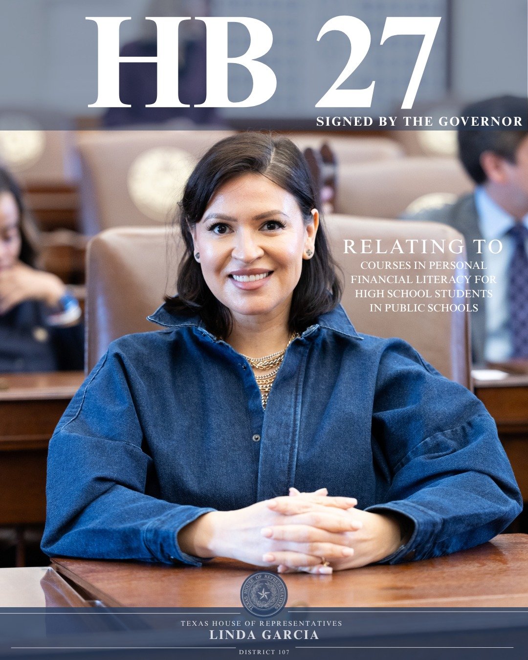 It&rsquo;s official, HB 27 has been signed into law!

From now on, every Texas high school student will be required to complete a personal finance course to graduate. This is a huge step forward in equipping Texans with the tools needed to build fina