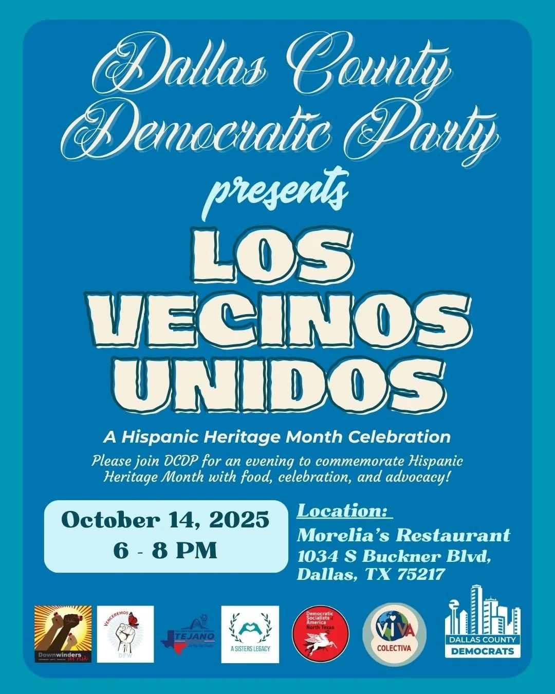 Join Rep. Garcia and the @dallasdemocrats  for Los Vecinos Unidos &mdash; a vibrant Hispanic Heritage Month Celebration! 

Come connect with neighbors, enjoy great food, and celebrate our rich culture and community spirit. Let&rsquo;s uplift voices, 