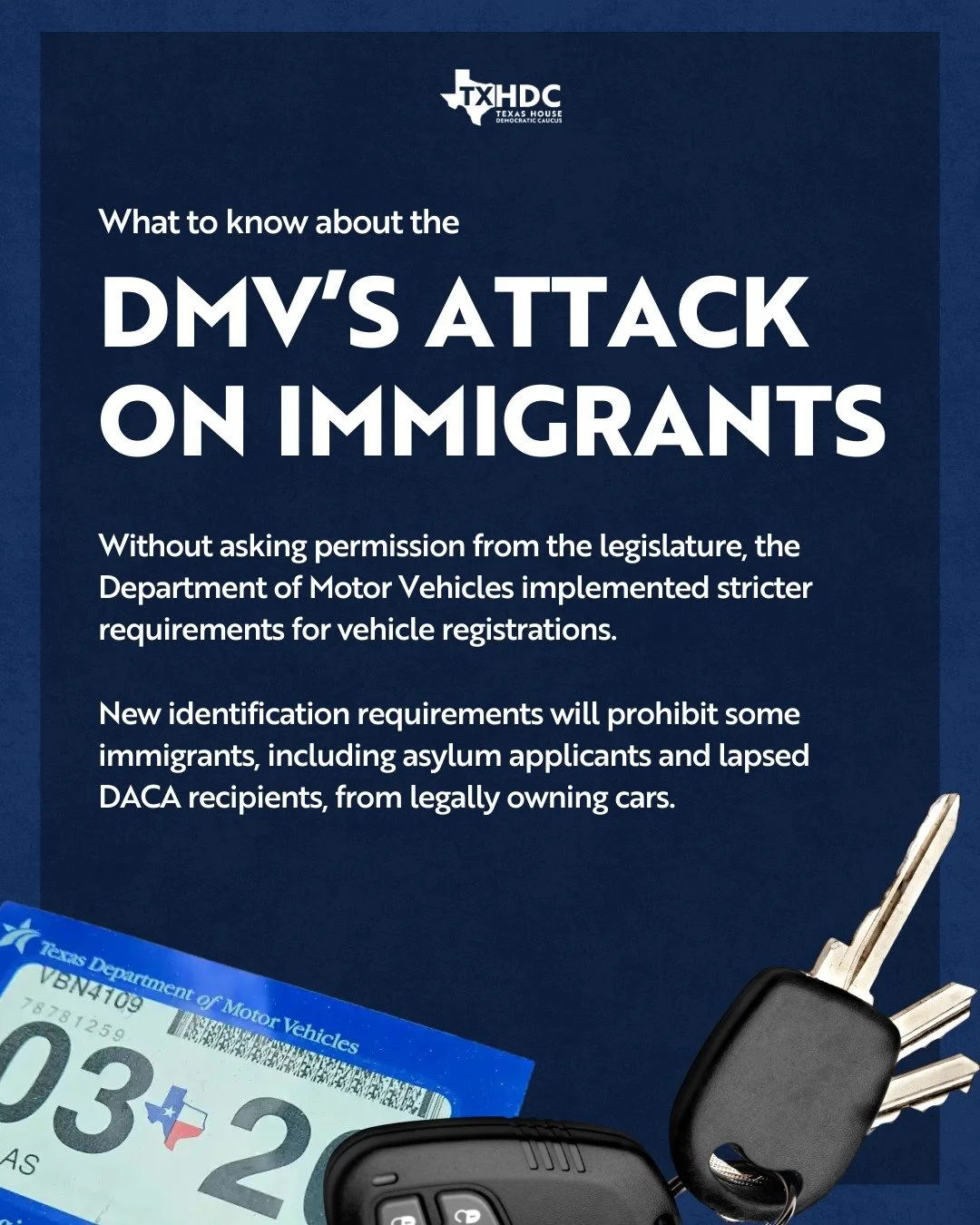 Texas businesses, county officials, and auto dealers all say the same thing about Abbott's new DMV rule: it's a disaster.

It won't stop people from driving.

It will create more unregistered, uninsured drivers on Texas roads.
#txlege