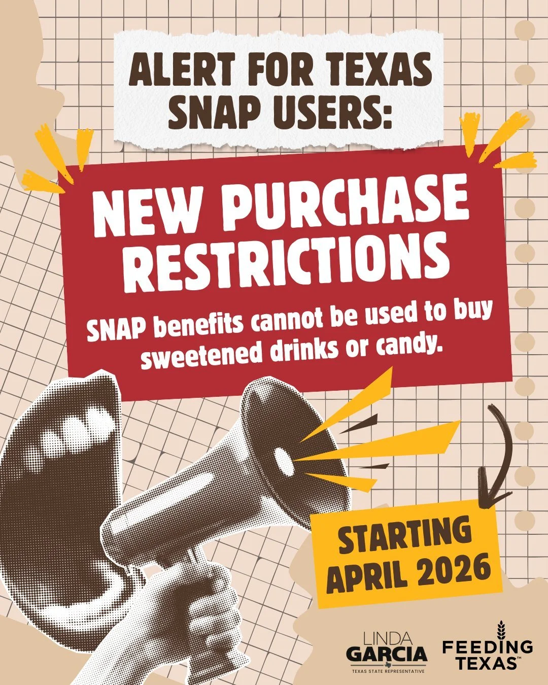🚨 New SNAP Purchase Restrictions are coming to Texas! 🚨

Starting April 1, you will no longer be able to purchase candy or sweetened drinks with your SNAP benefits. From what products are impacted to what this means for your shopping, here's everyt