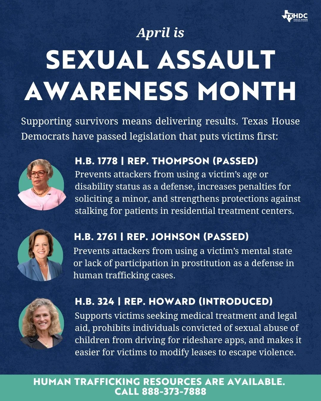 April is Sexual Assault Awareness Month 

Supporting survivors means more than words, it means action. We&rsquo;re committed to advancing policies that protect victims, strengthen accountability, and expand access to resources for those impacted by s