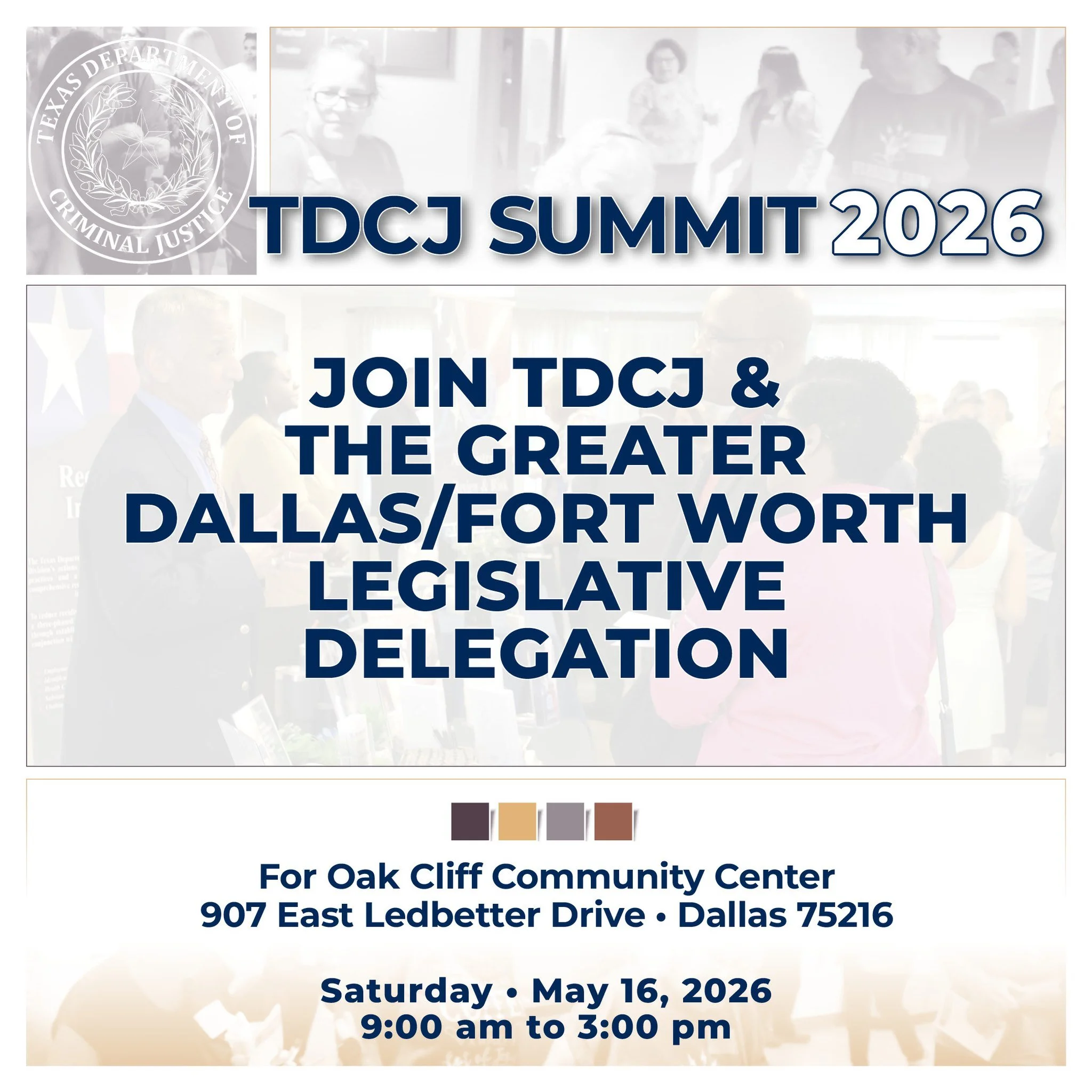 The Texas Department of Criminal Justice (TDCJ) will host its 2026 TDCJ Summit in the Dallas-Fort Worth area on Saturday, May 16 from 9:00 AM to 3:00 PM.

This free, come-and-go event is open to individuals with incarcerated loved ones, as well as ad