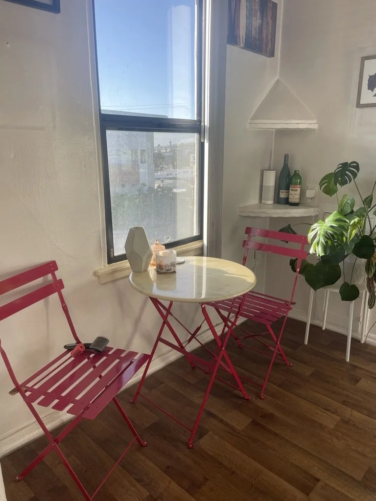 I dogsat in someone's apartment for a week and spent every night writing my book at this table. And it just so happened to overlook the airport tarmac!