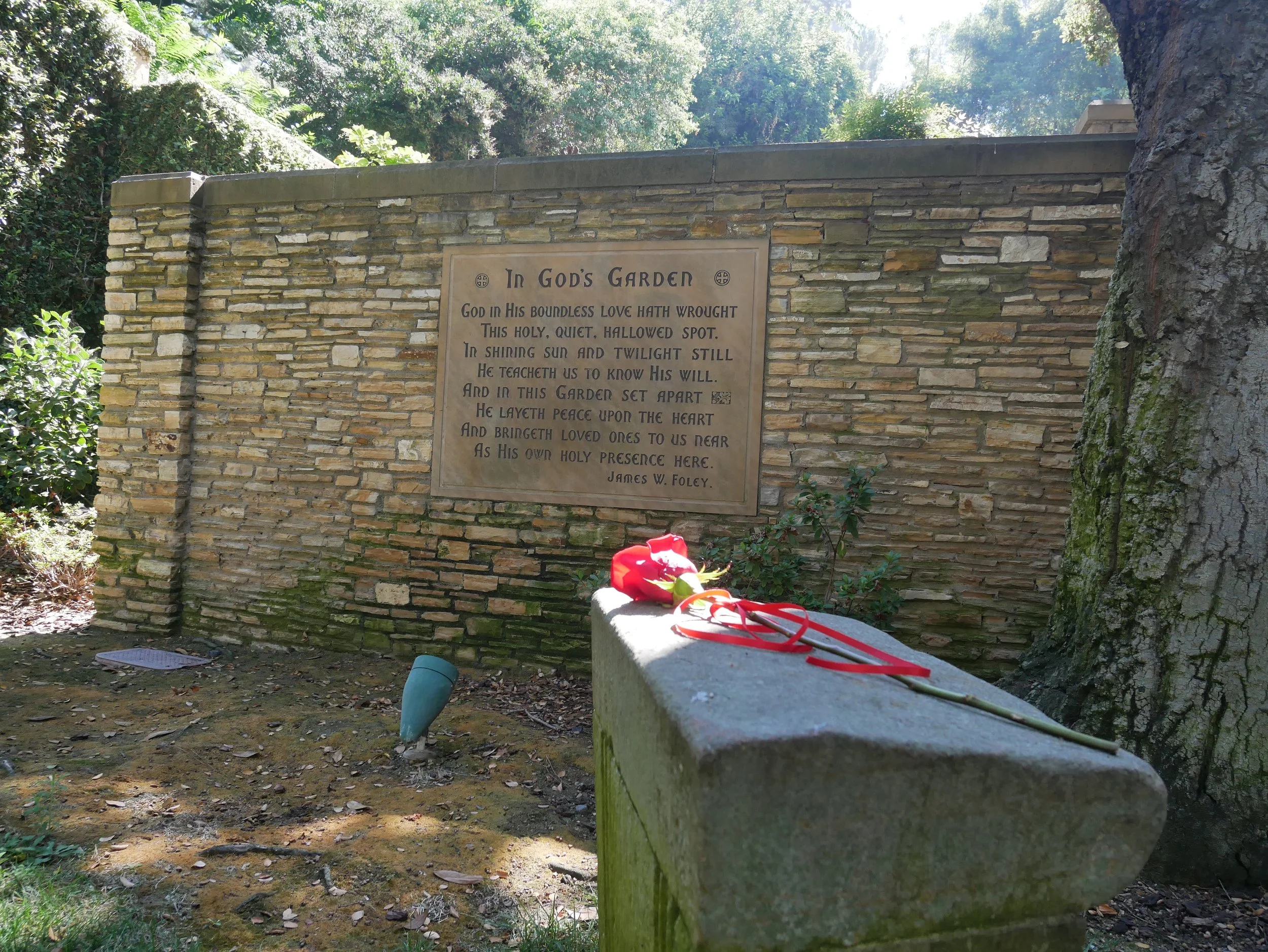 The poem on the wall said that this garden "Bringeth loved ones to us near." So I kneeled down and prayed to my mom.