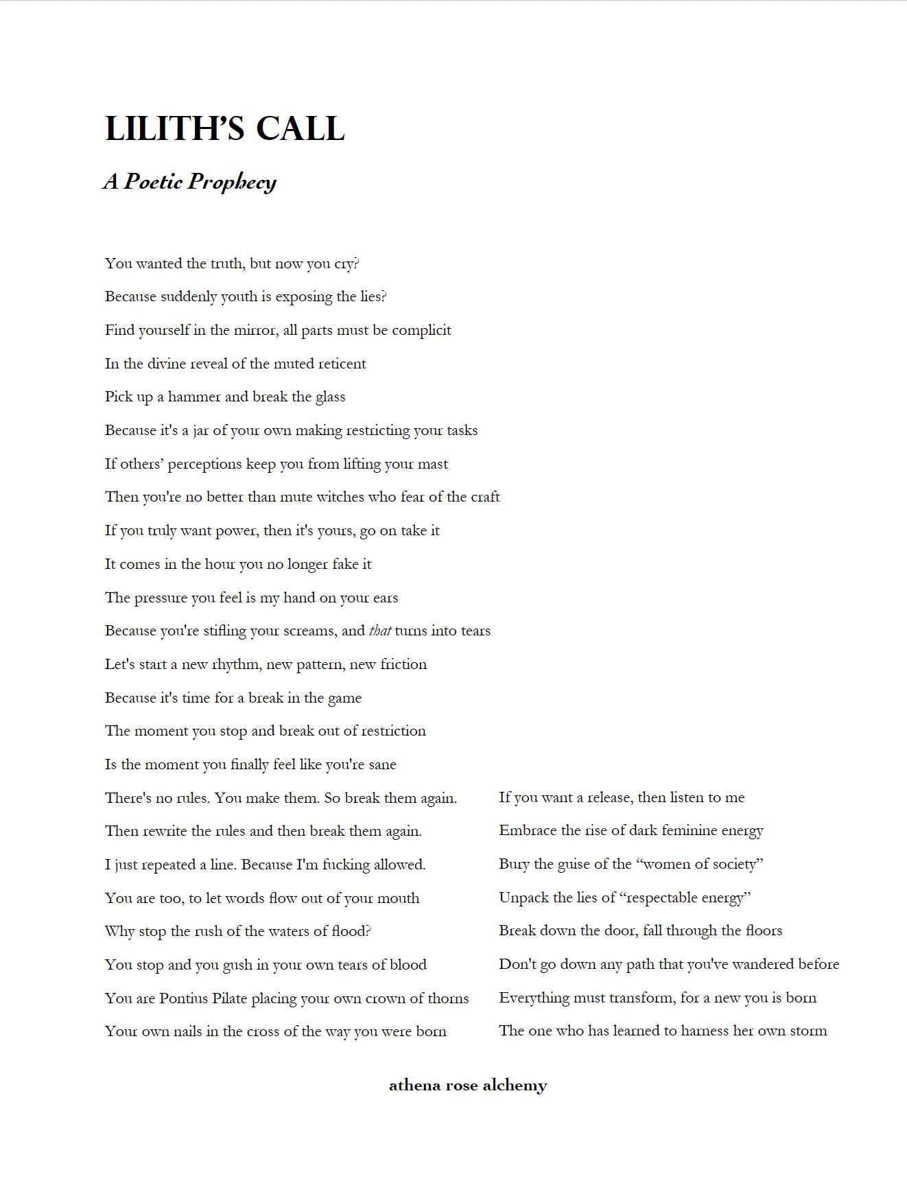 Collective Lilith Prophecy