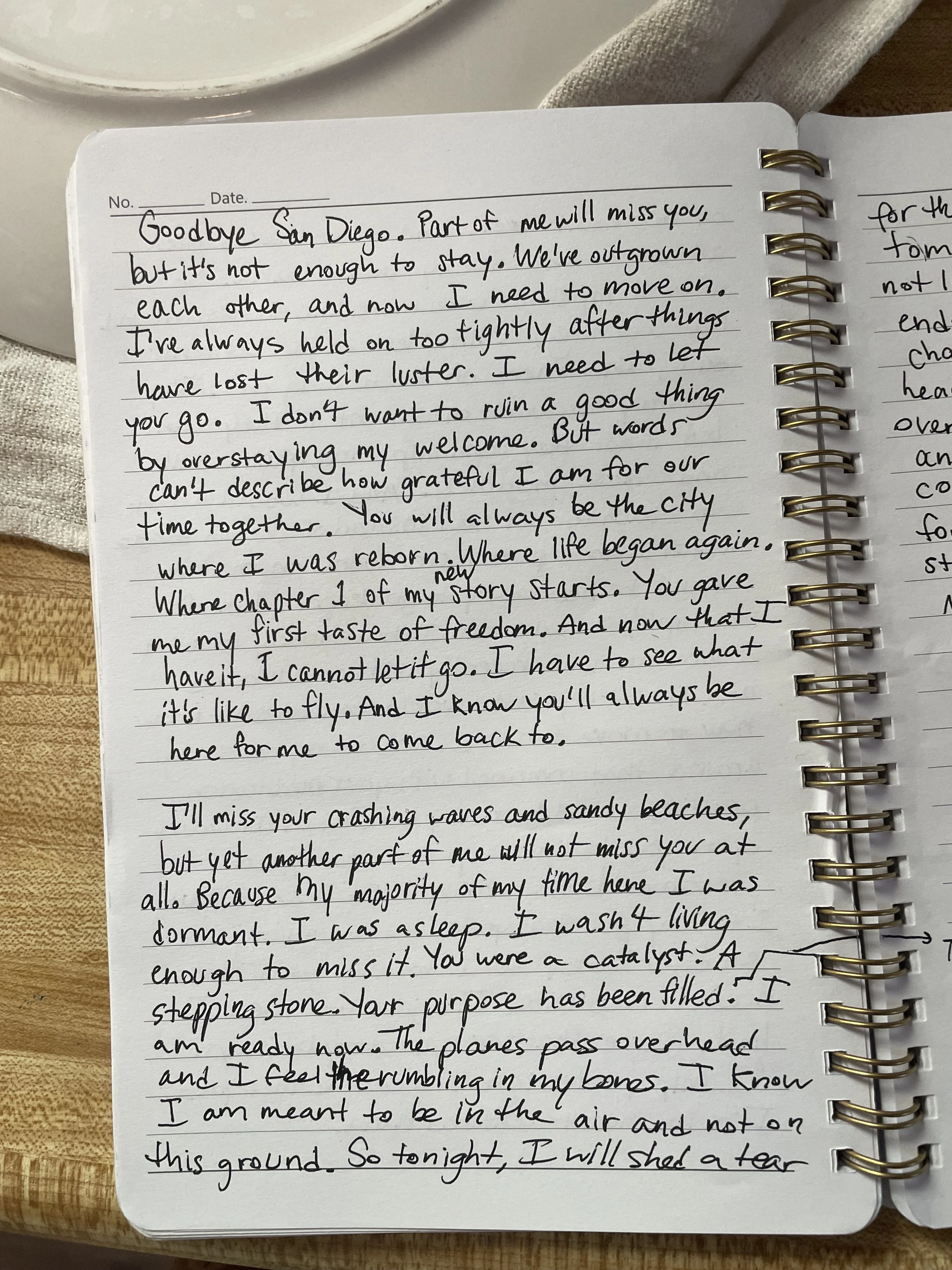 This is my authentic journal entry that I then put into the book. (But cleaned it up for the book cause sometimes I can be a bit drawn out and melodramatic haha).