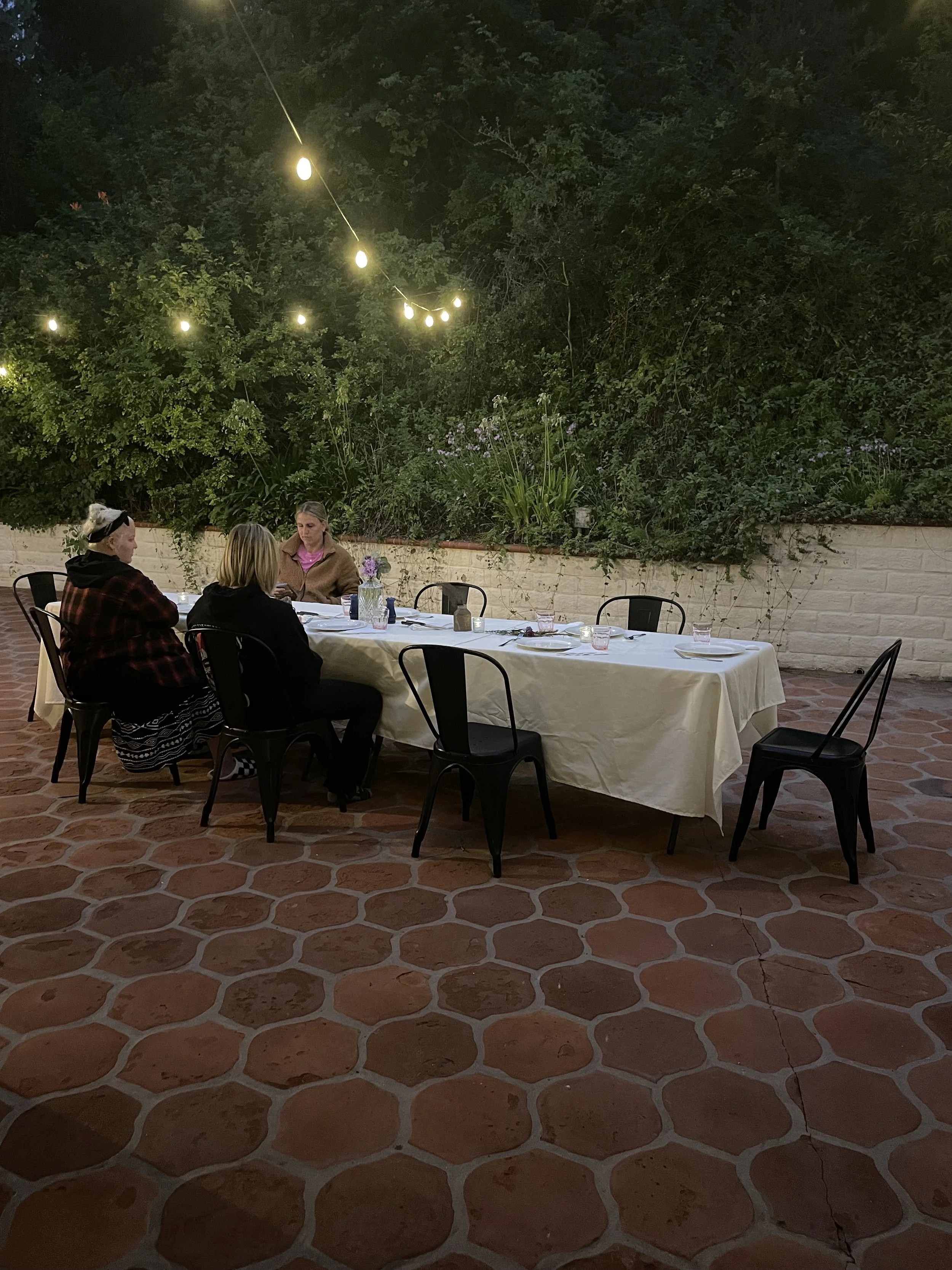 Dinner under the fairy lights.