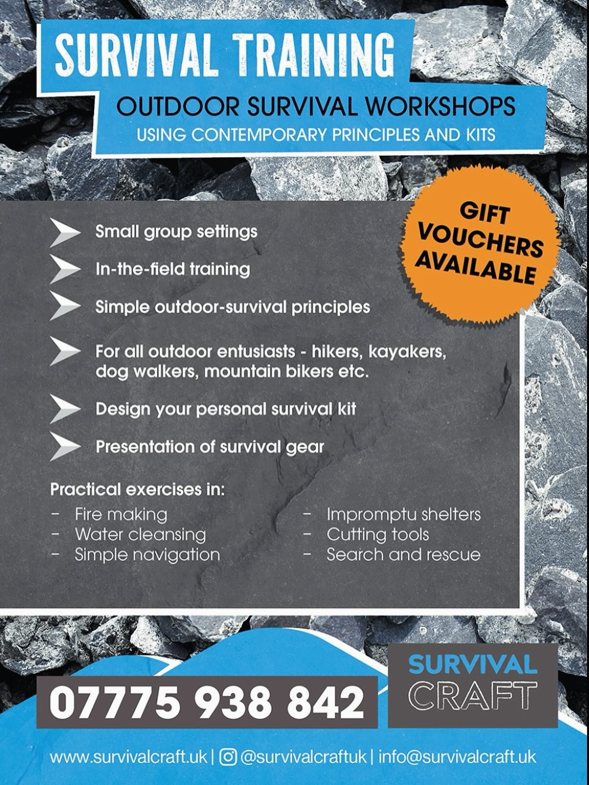 Ready to feel more confident outdoors? 

Our next Outdoor Survival Workshop is happening on Saturday 17 January 2026!

Learn practical, modern survival skills: fire making, navigation, water cleaning, and more - all in a relaxed, small group setting 