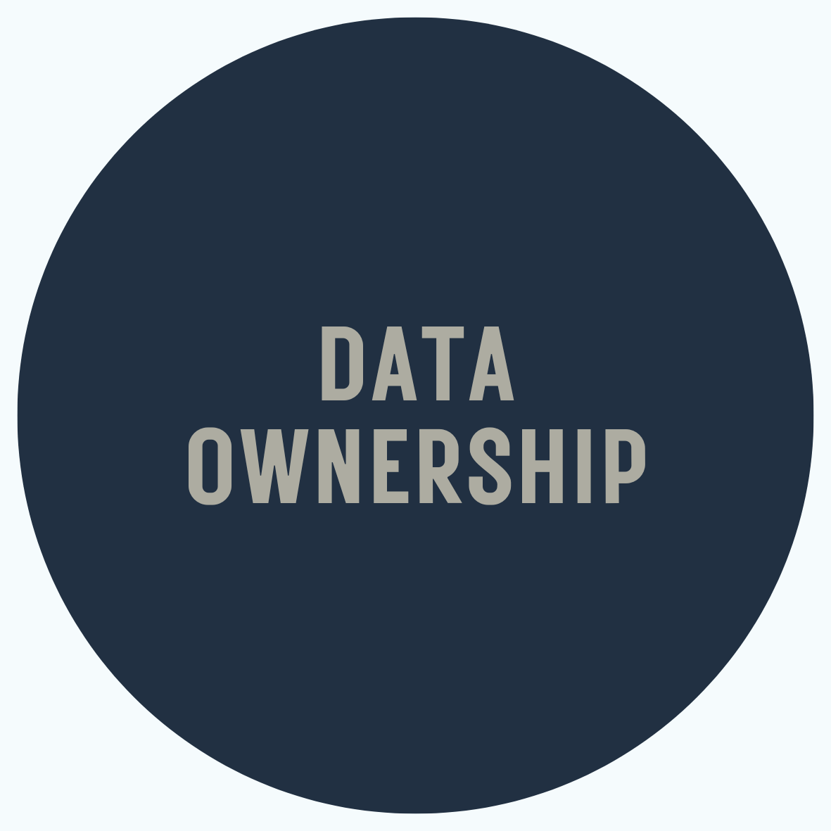 Dark blue circle with the words "DATA OWNERSHIP" in gray text inside.