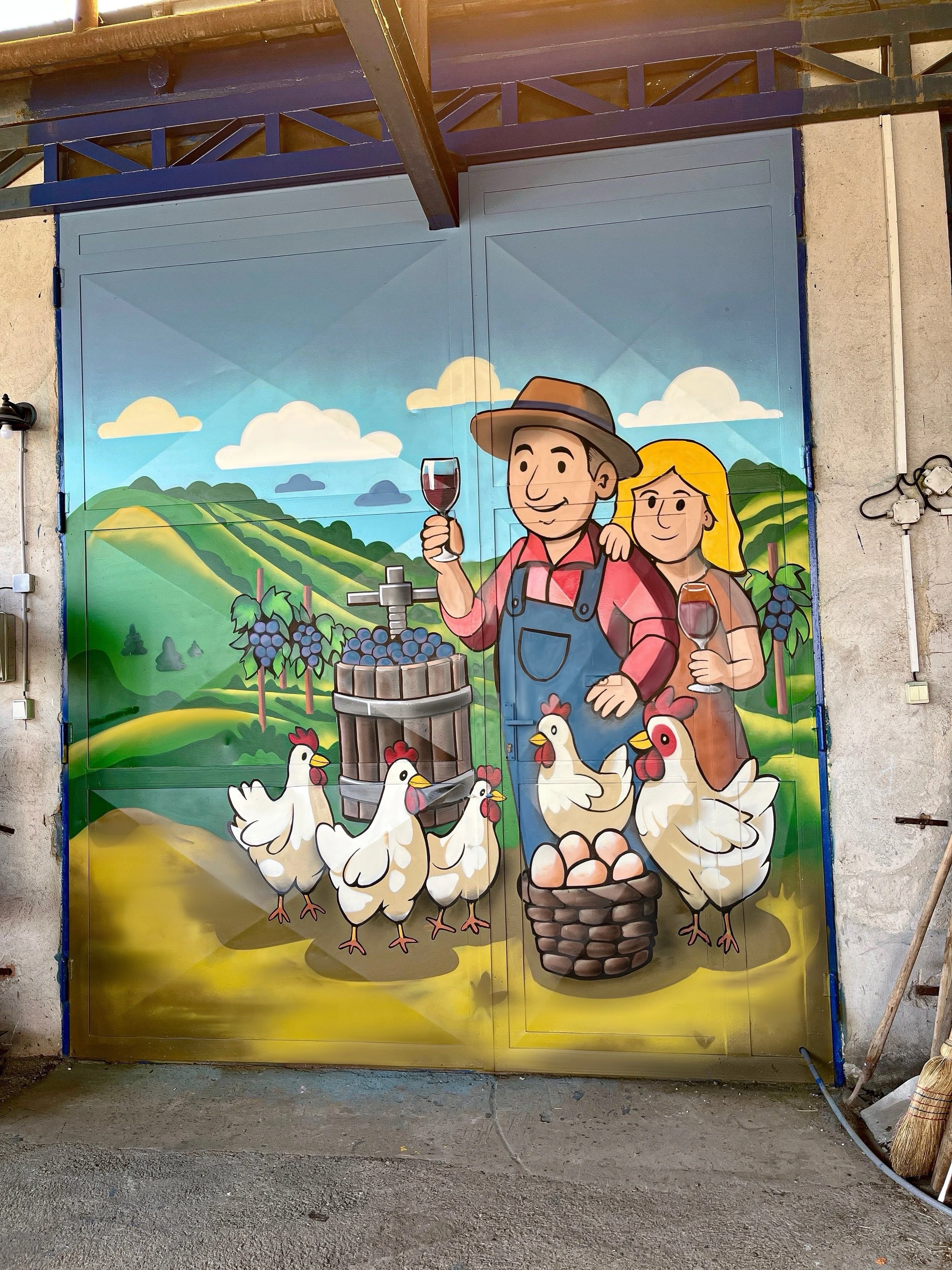 Wall painting of the gate of an agricultural building