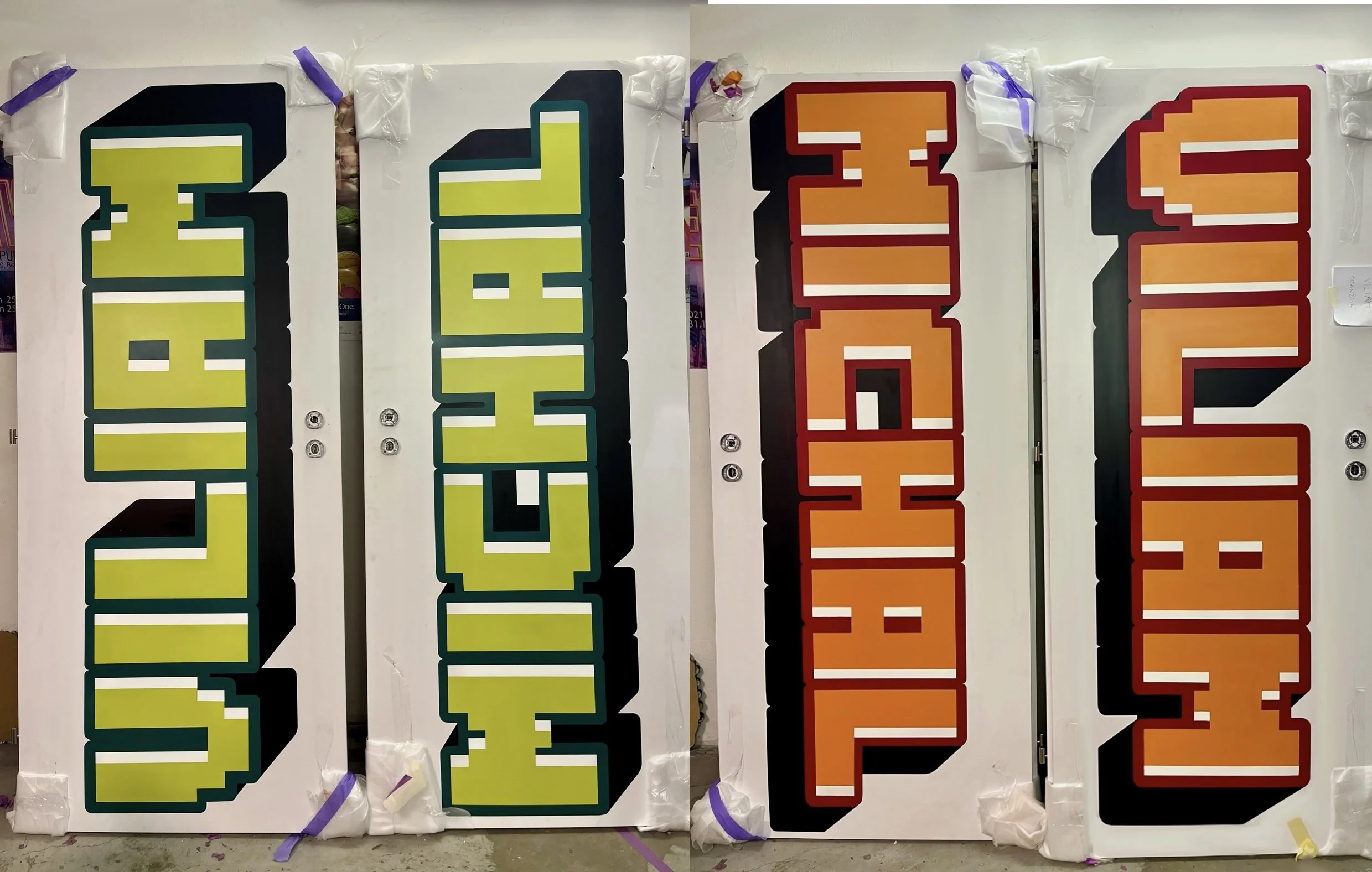 Minecraf téma, graffiti na dvere detskej izby