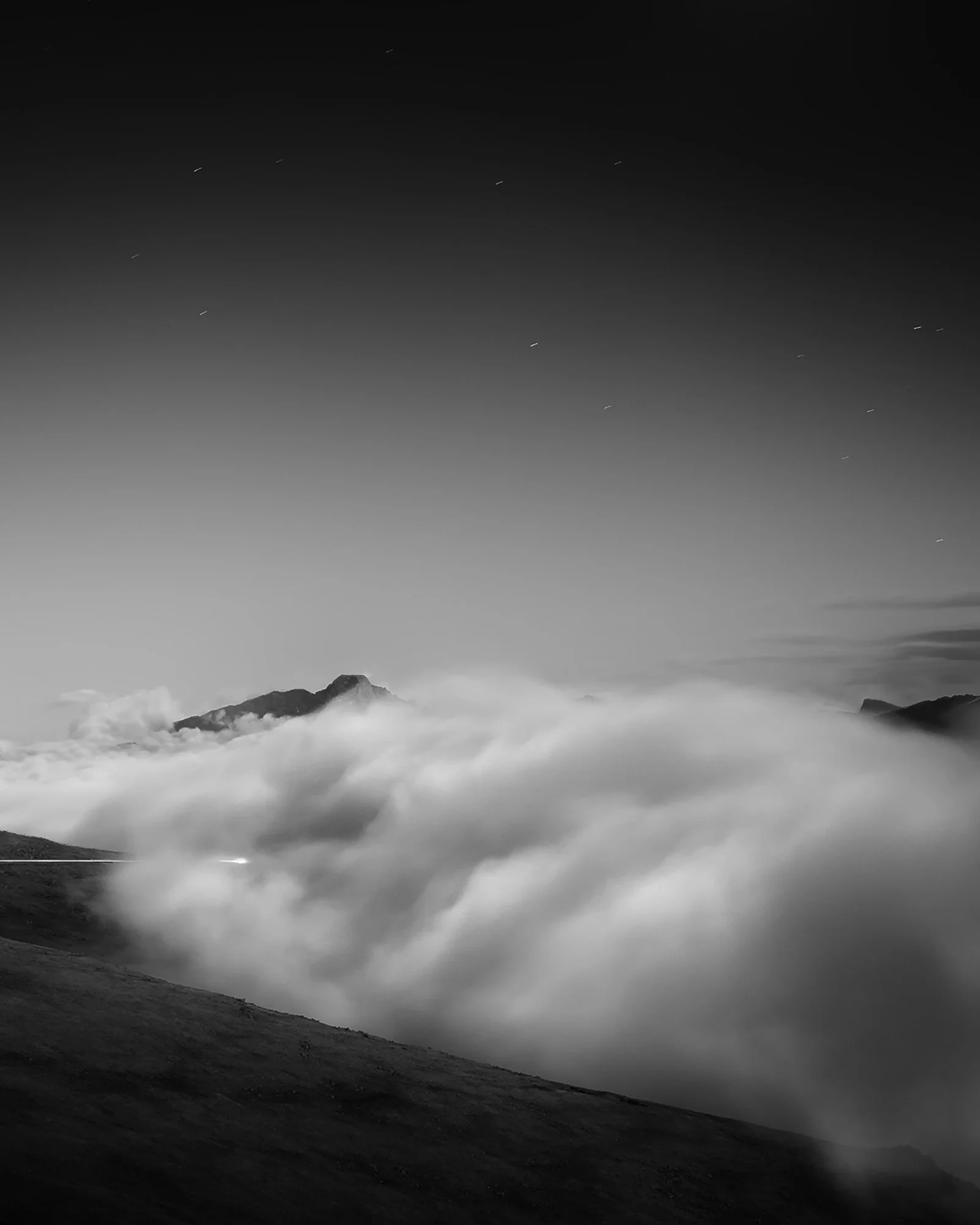 Longs Peak, Stars and Fog