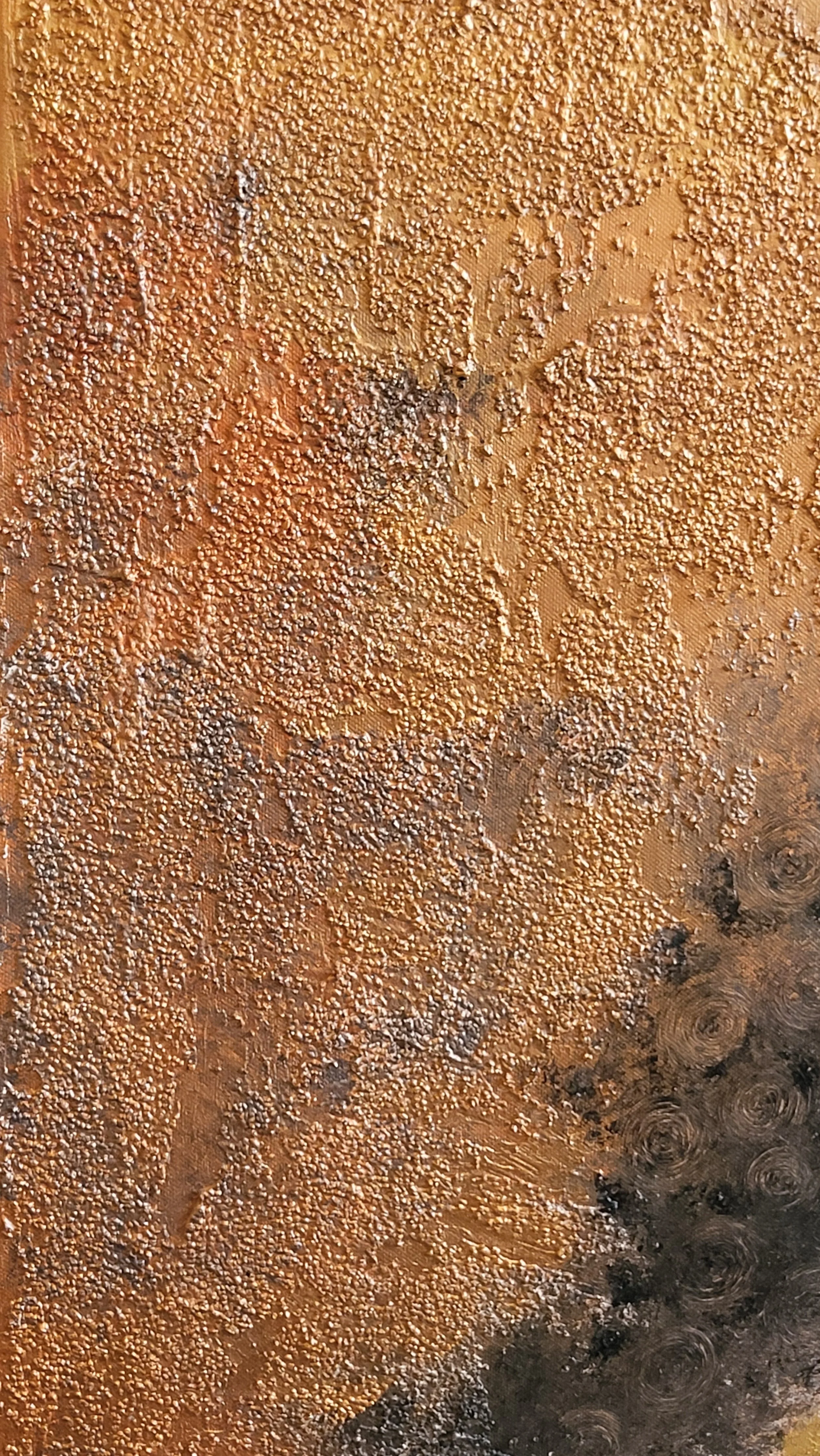 Sandy Vibes – Quadratisches Original-Gemälde von Pia Holzinger mit grober Strukturpaste und Acryl auf Leinwand.