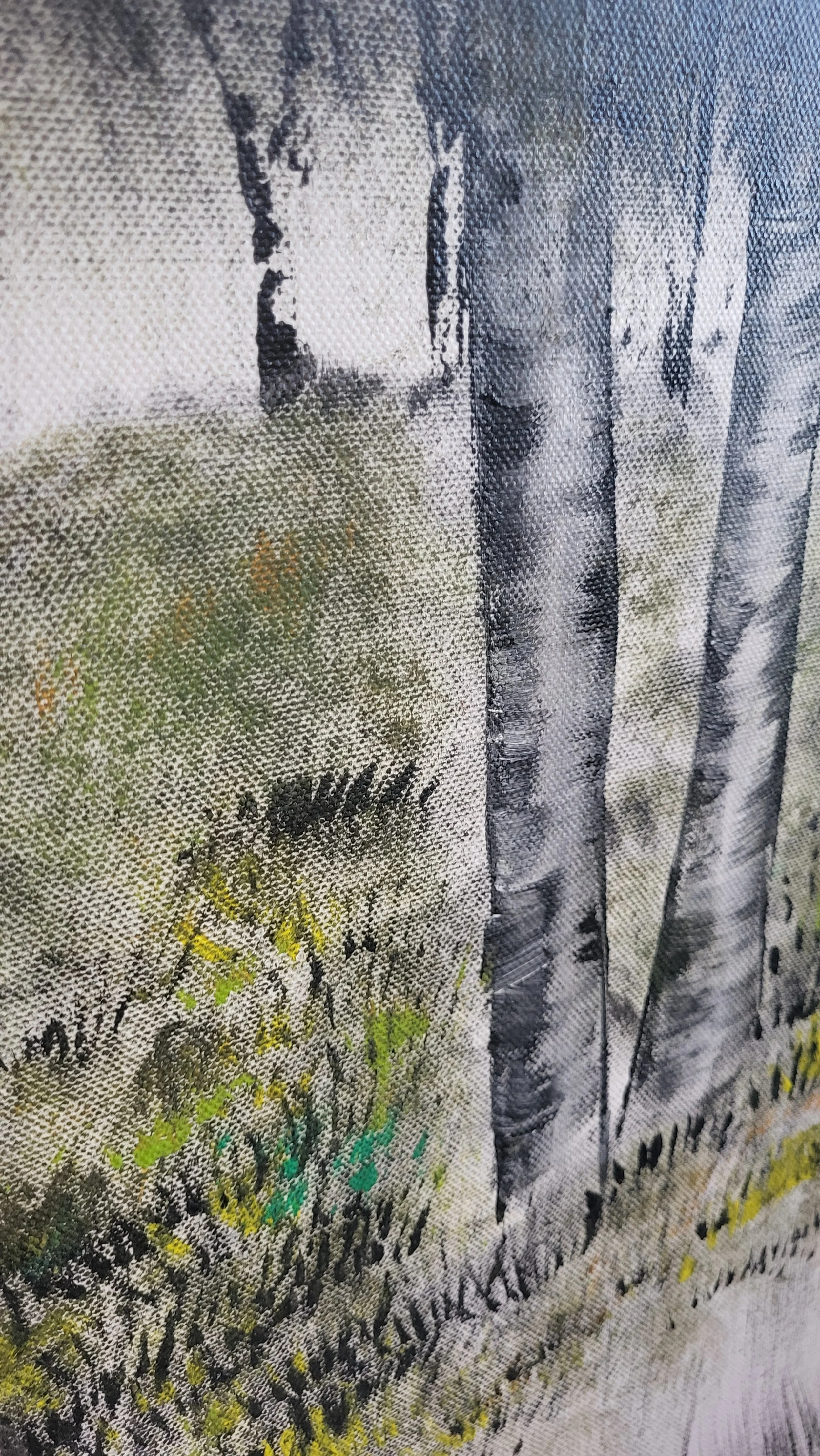 Baum – Abstraktes Original-Gemälde (90x70cm) von Pia Holzinger, handgemaltes Acrylbild auf Leinwand.