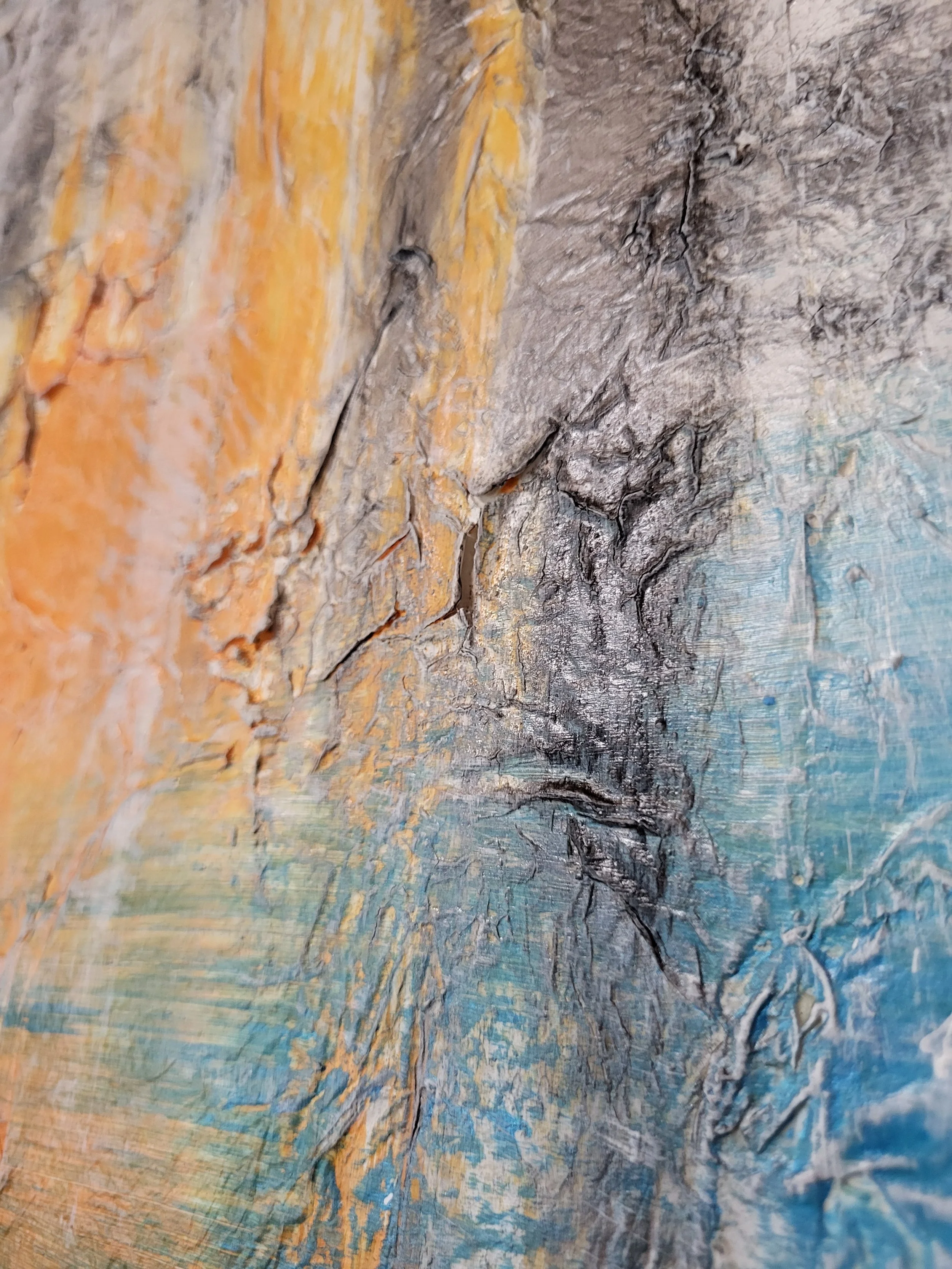 Spirit – Großformatiges Original-Gemälde von Pia Holzinger mit Marmormehl, Seidenpapier und Acryl auf Leinwand.