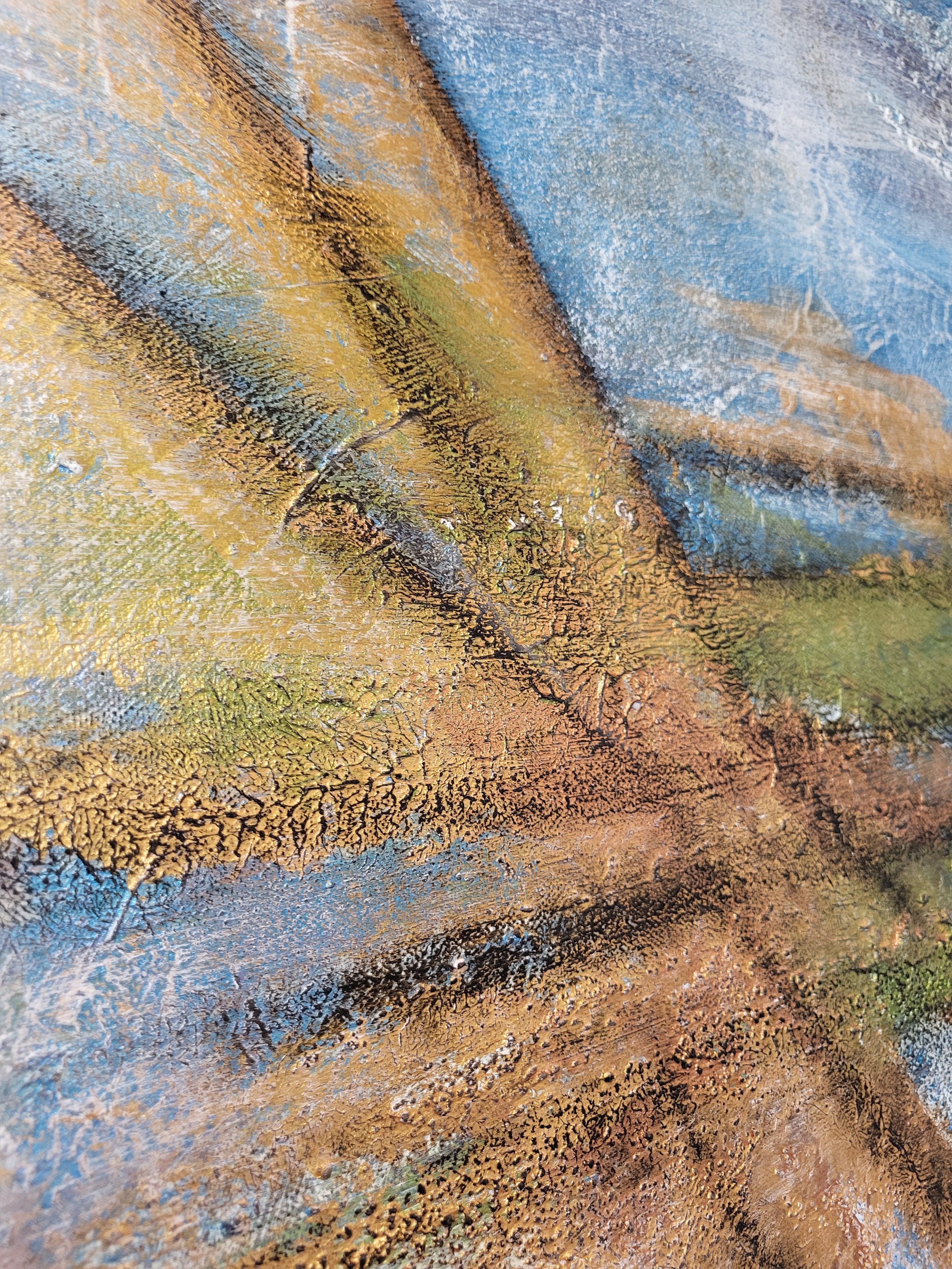 Bronze – Original-Wandbild von Pia Holzinger mit haptischer Strukturpaste und Acryl in Bronze-Optik auf Leinwand.