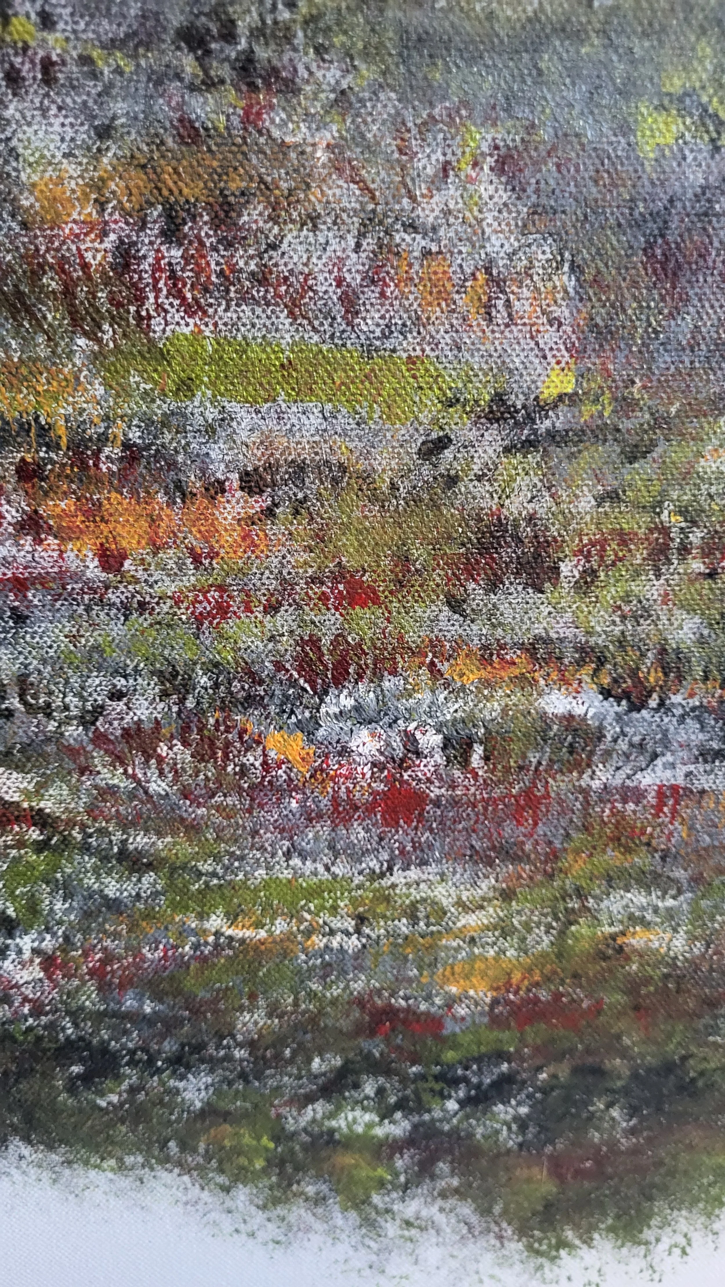 Herbst – Original-Gemälde von Pia Holzinger, bunte Herbstbäume in Acryl auf Leinwand.