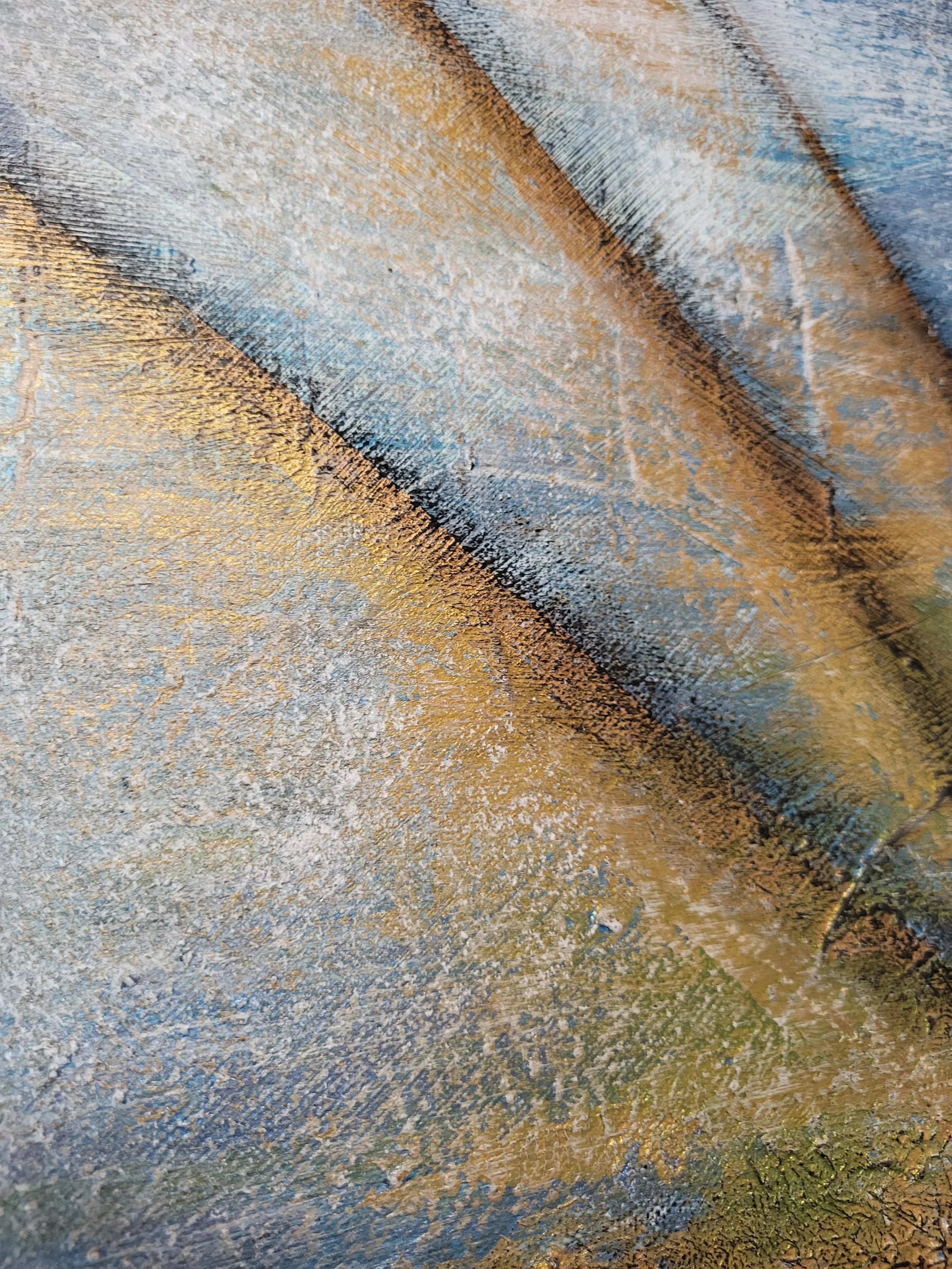 Bronze – Original-Wandbild von Pia Holzinger mit haptischer Strukturpaste und Acryl in Bronze-Optik auf Leinwand.