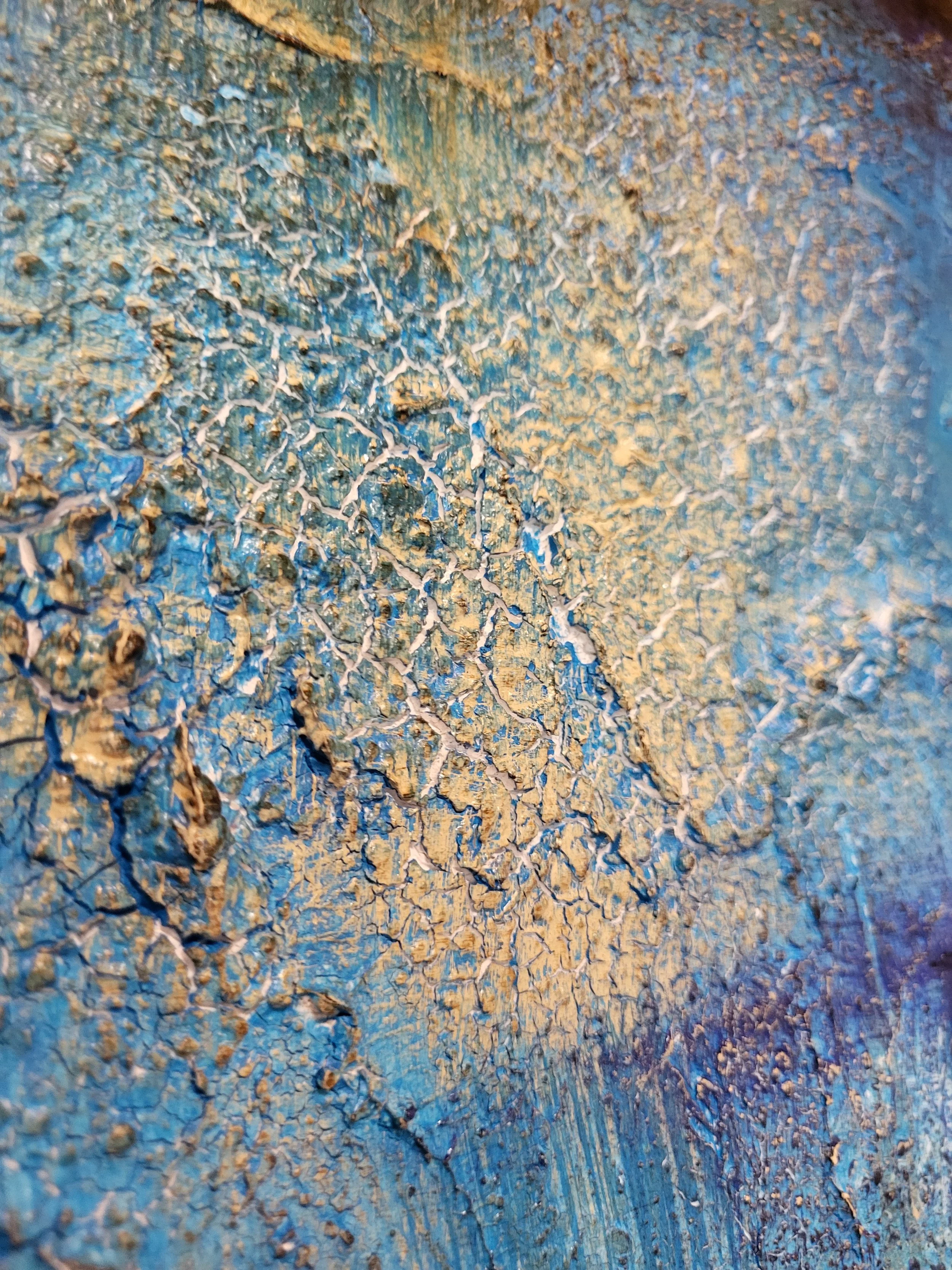 Wasser – Abstraktes Original-Gemälde von Pia Holzinger mit Marmormehl, Farbspray und Acryl auf Leinwand.