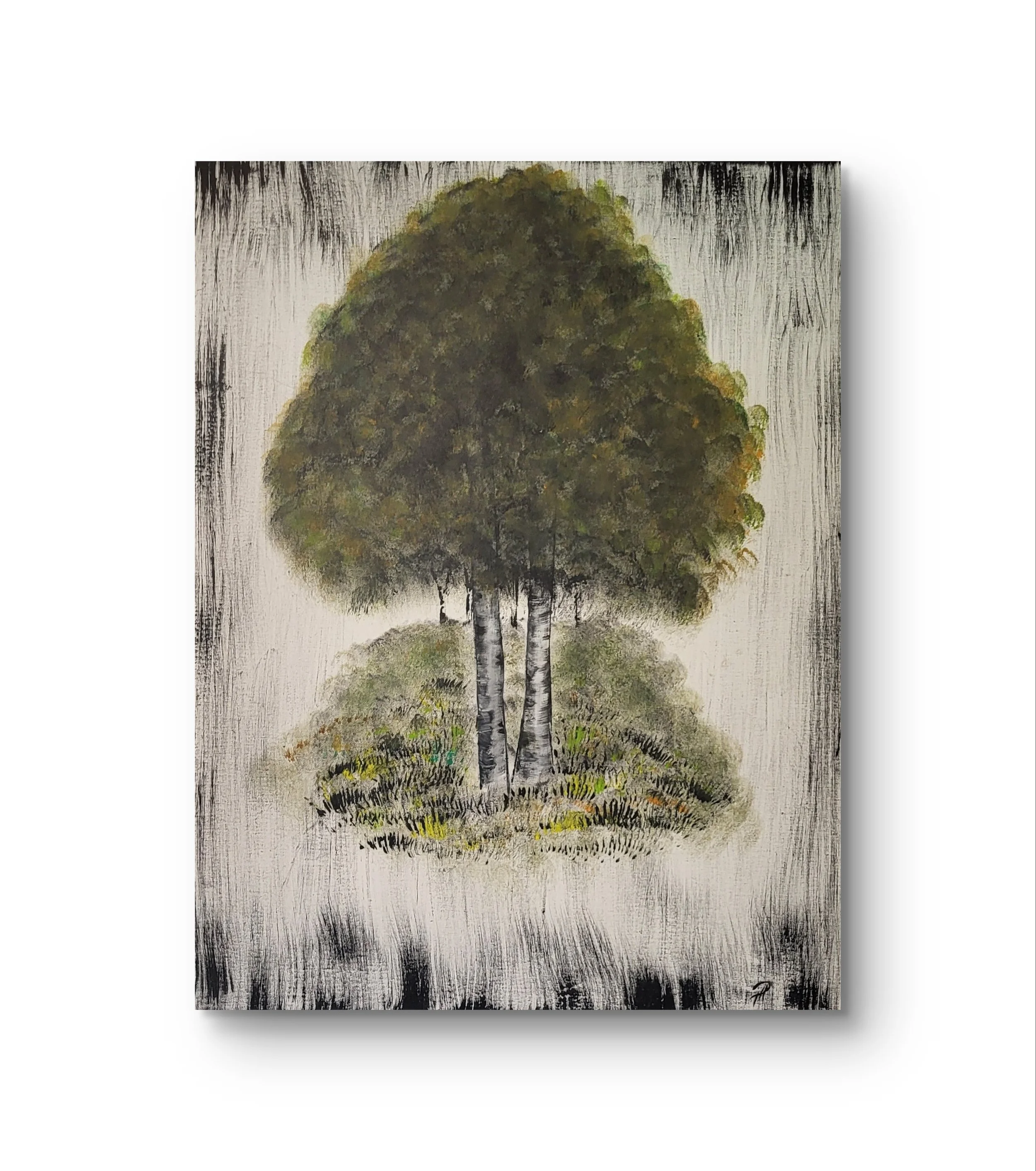 Baum – Abstraktes Original-Gemälde (90x70cm) von Pia Holzinger, handgemaltes Acrylbild auf Leinwand.