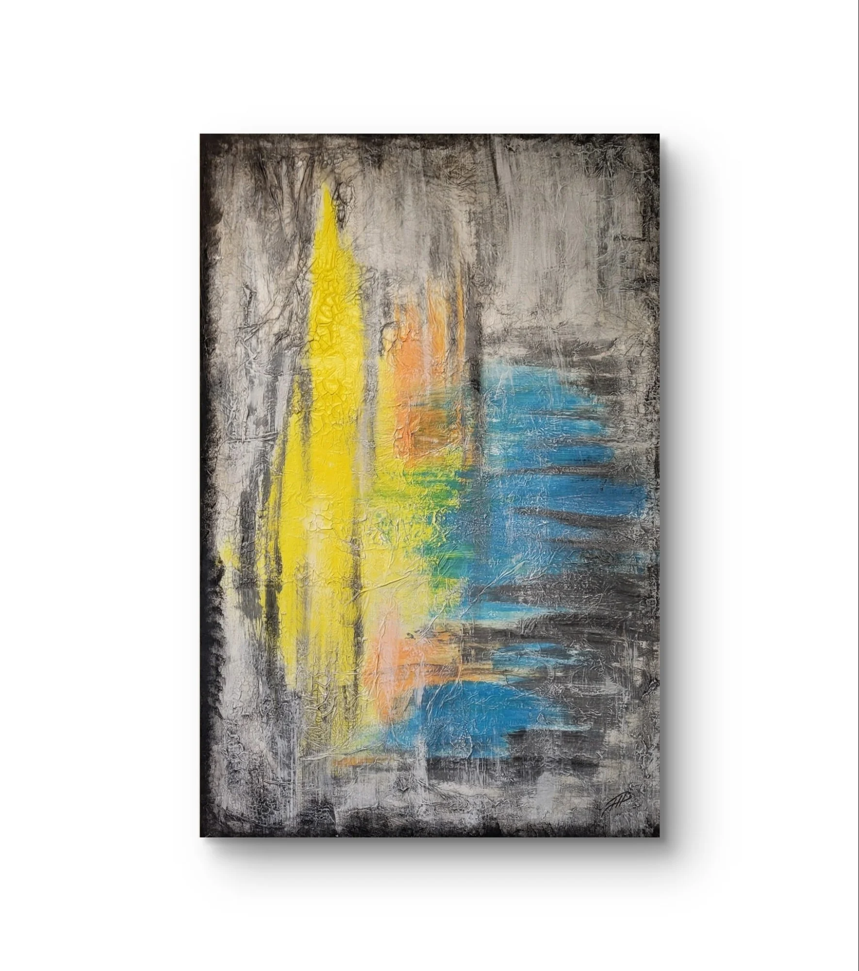 Spirit – Großformatiges Original-Gemälde von Pia Holzinger mit Marmormehl, Seidenpapier und Acryl auf Leinwand.