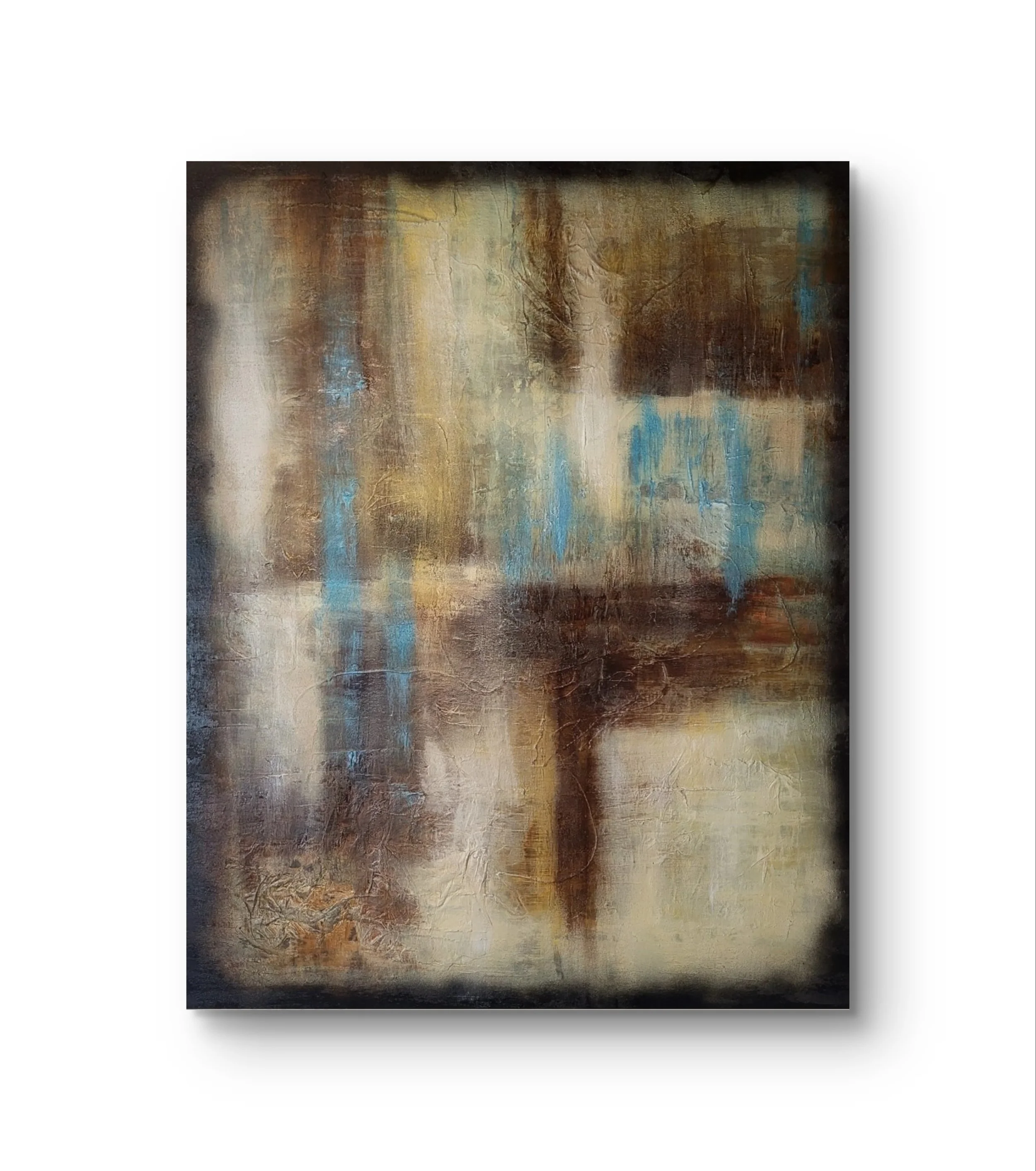 Brau – Großformatiges Original-Gemälde von Pia Holzinger, Mixed Media mit Strukturpaste und Farbspray auf Leinwand.