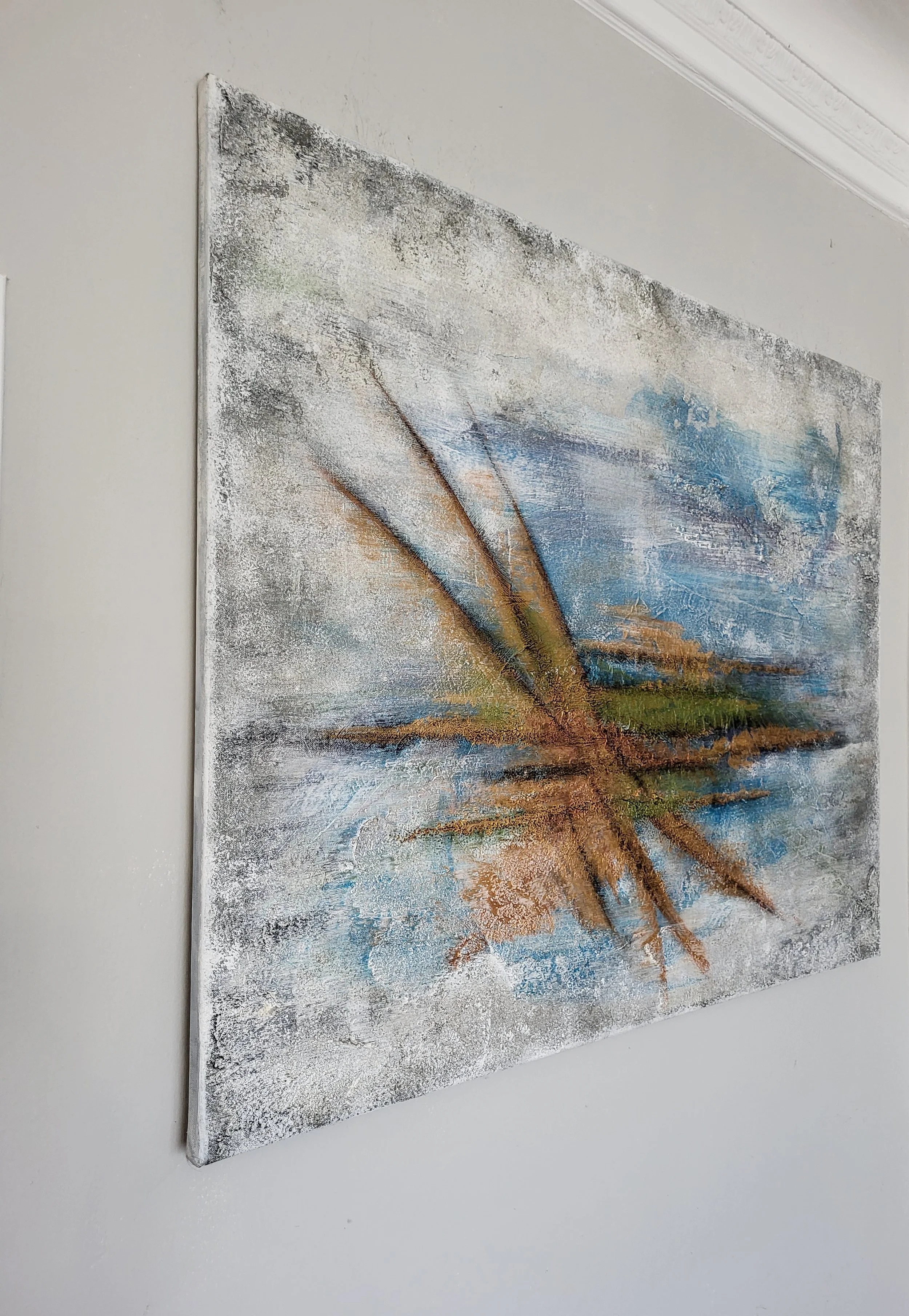 Bronze – Original-Wandbild von Pia Holzinger mit haptischer Strukturpaste und Acryl in Bronze-Optik auf Leinwand.