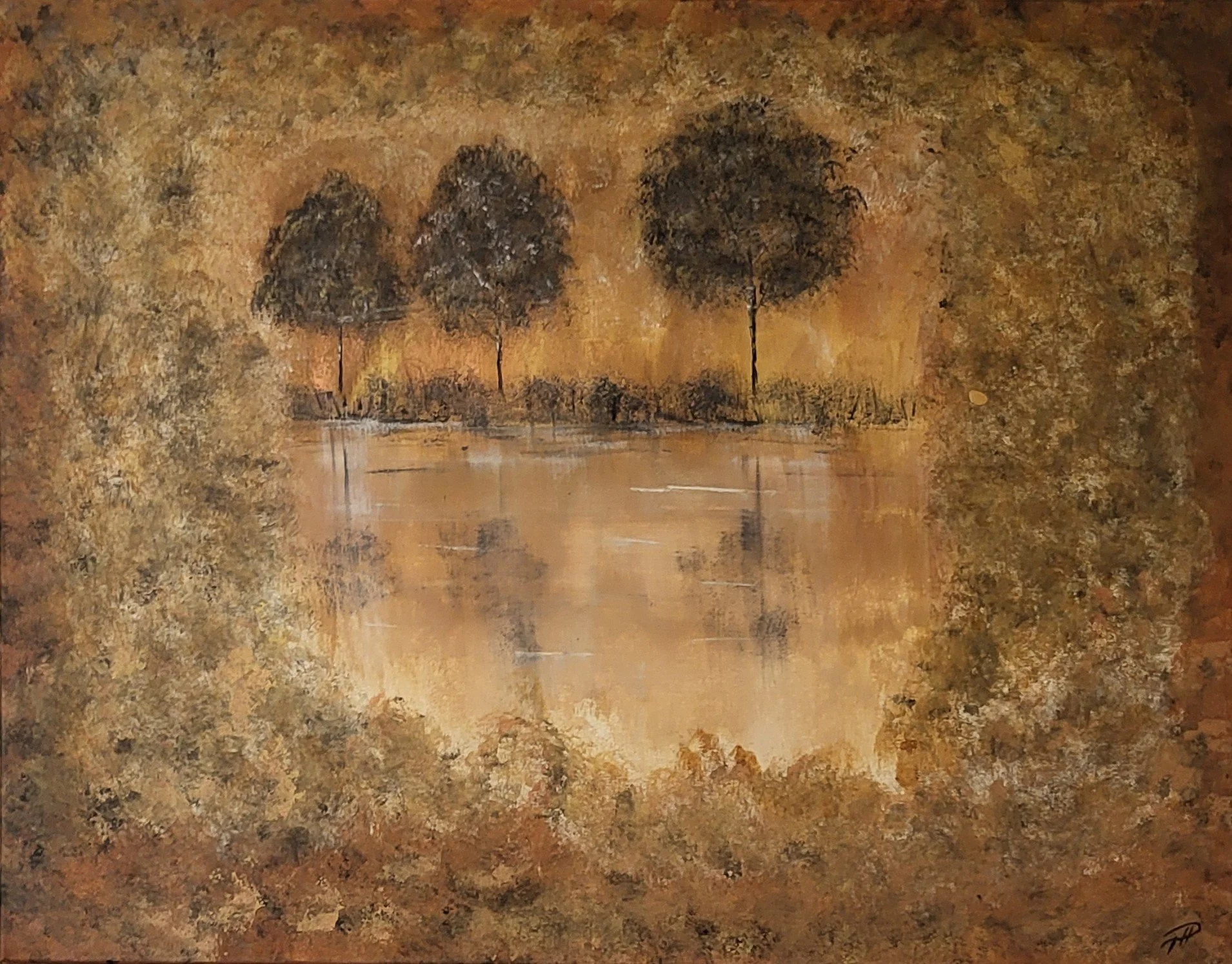 Secret Lake – Verträumte Original-Seelandschaft von Pia Holzinger, Acryl auf Leinwand.