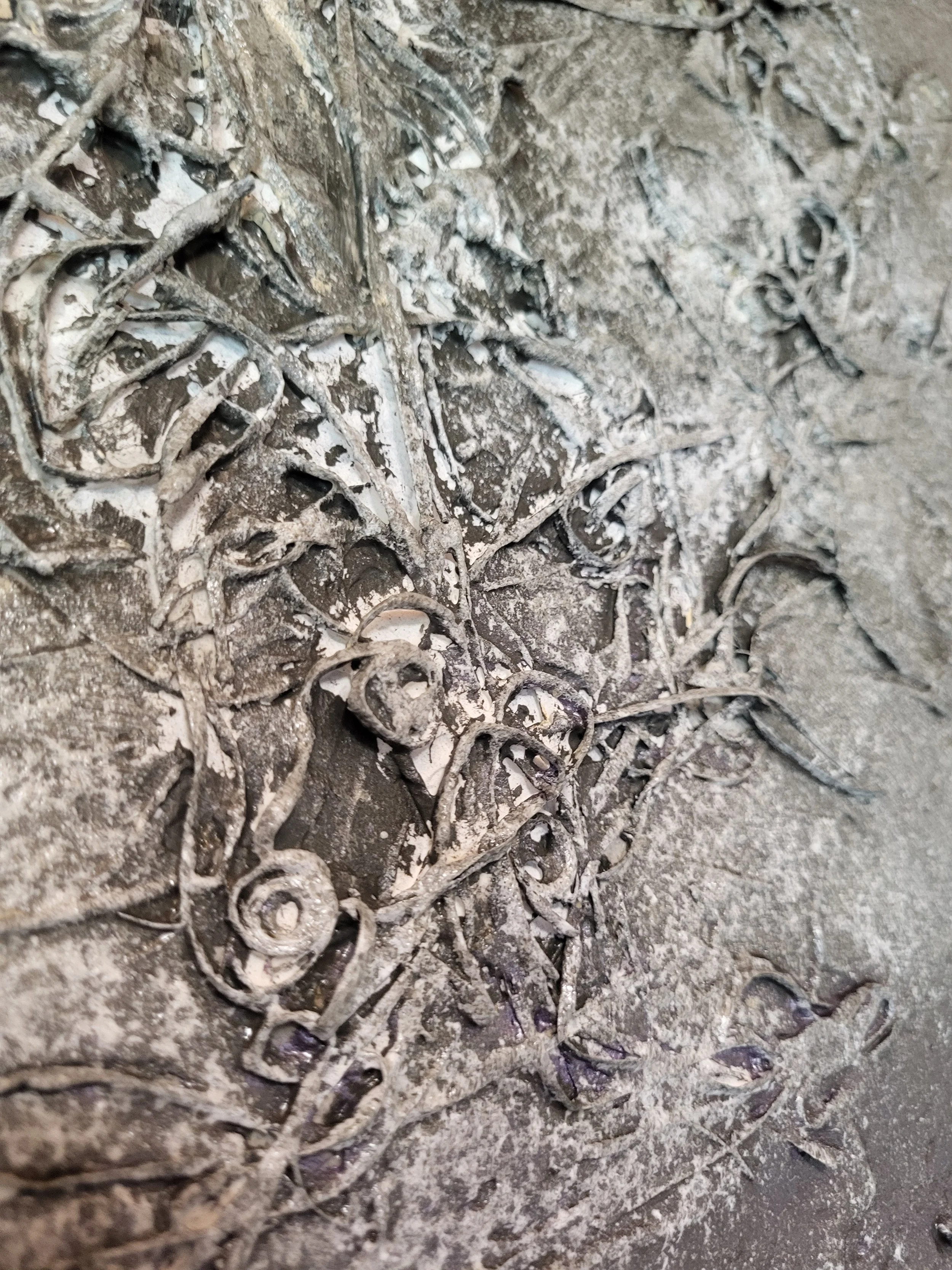 Pia Holzinger Art – Grünstich – Abstraktes Acrylgemälde 70x90 cm – Strukturpaste auf Leinwand – Unikat