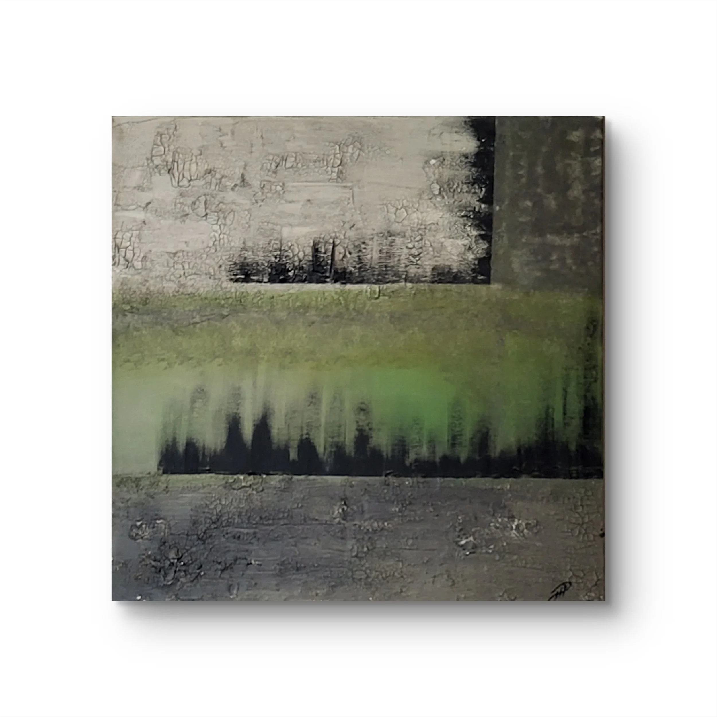 Hidden Landscape – Abstraktes Original-Gemälde von Pia Holzinger mit Marmormehl und Acryl auf Leinwand.