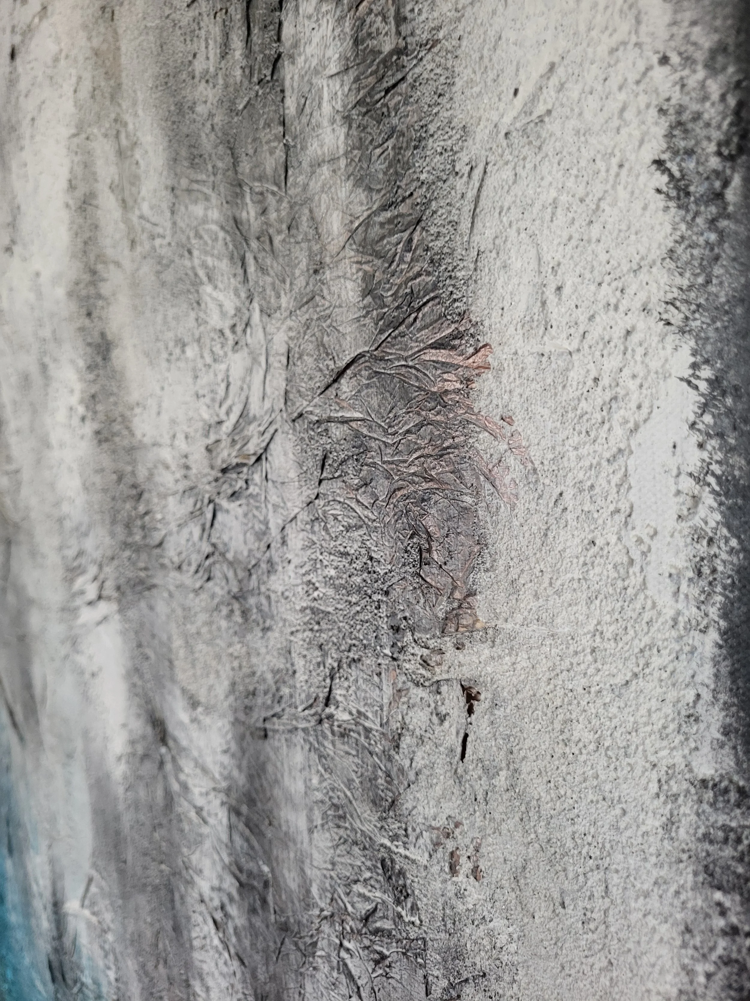 Ice – Großformatiges Original-Gemälde von Pia Holzinger mit Seidenpapier, Strukturpaste und Acryl auf Leinwand.