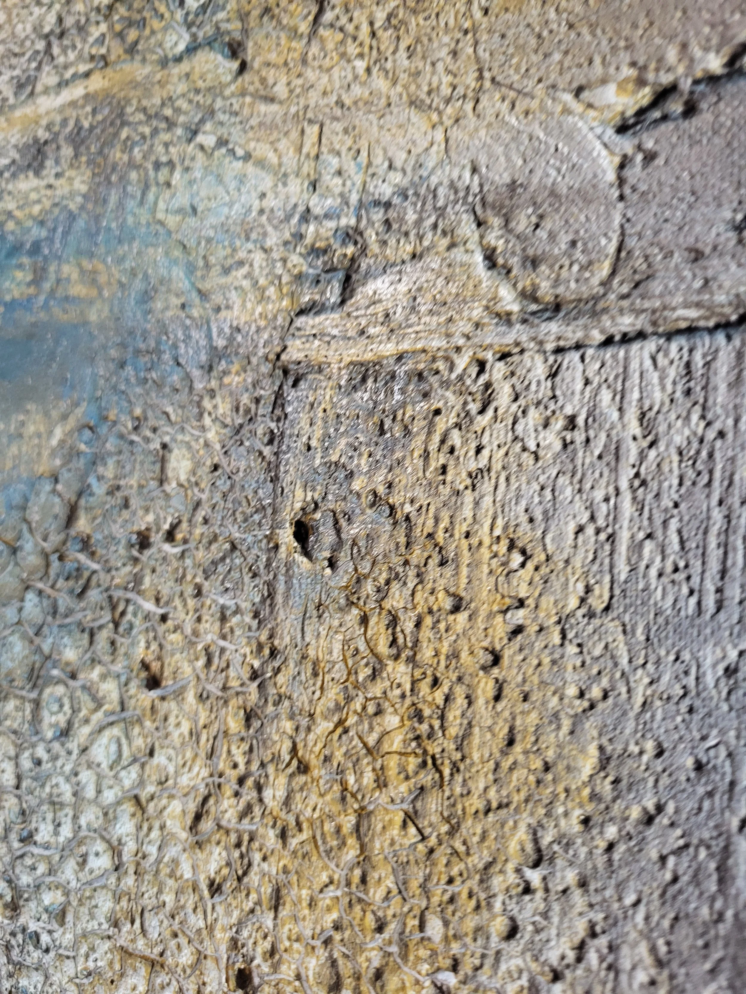 Waldsee – Abstraktes Original-Gemälde von Pia Holzinger mit Marmormehl und Farbspray auf Leinwand.