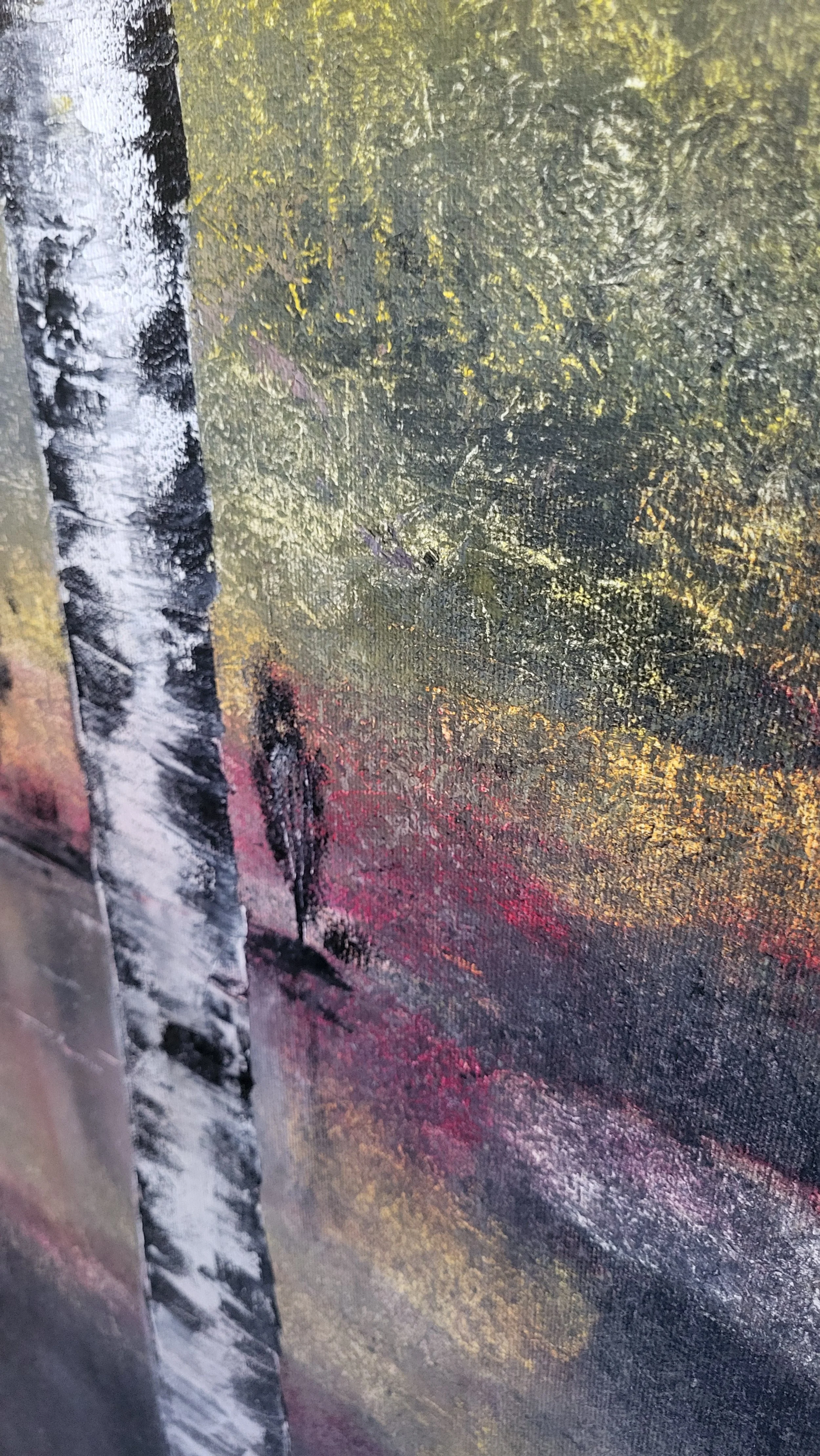 Birken – Quadratisches Original-Gemälde (80x80cm) von Pia Holzinger, Acryl auf Leinwand.