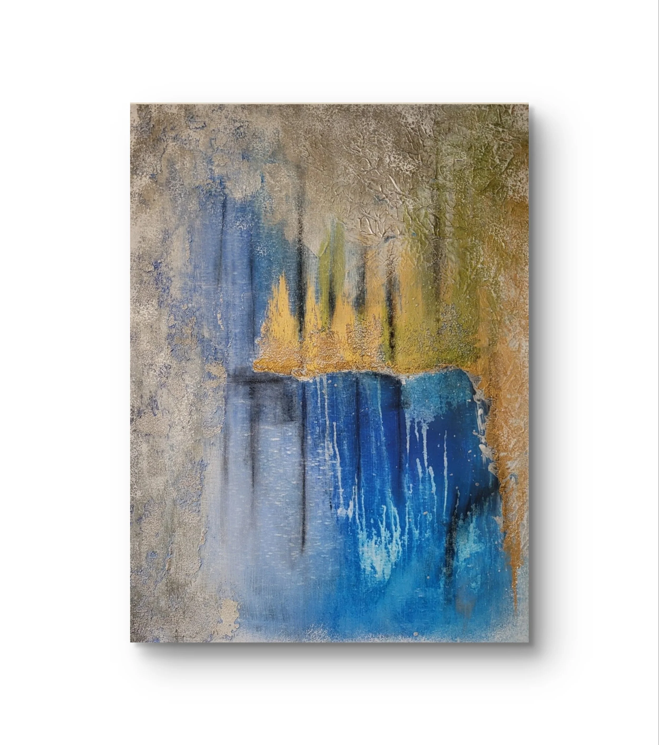 See – Abstraktes Original-Gemälde von Pia Holzinger mit haptischer Strukturpaste und Acryl auf Leinwand.