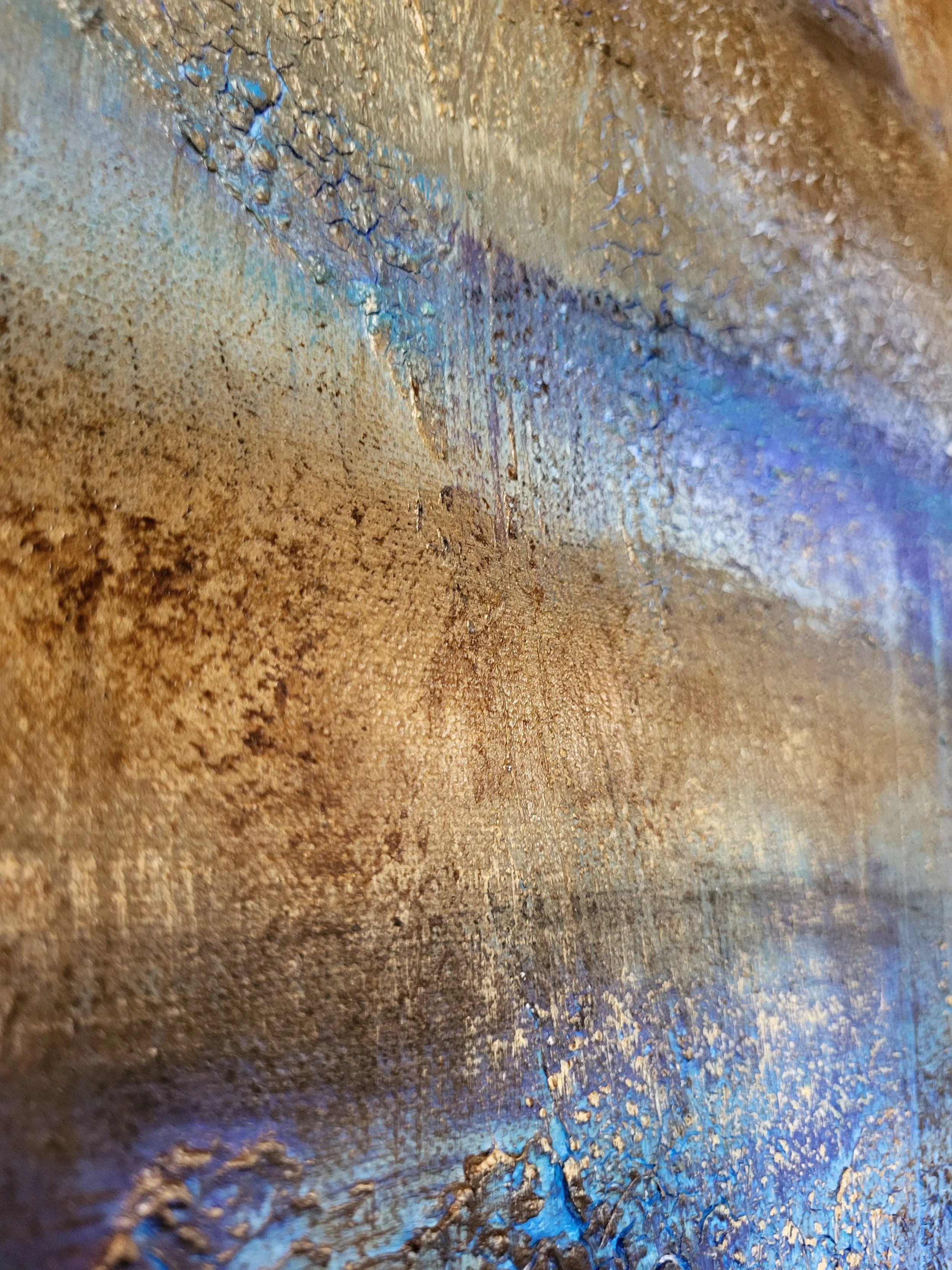 Wasser – Abstraktes Original-Gemälde von Pia Holzinger mit Marmormehl, Farbspray und Acryl auf Leinwand.