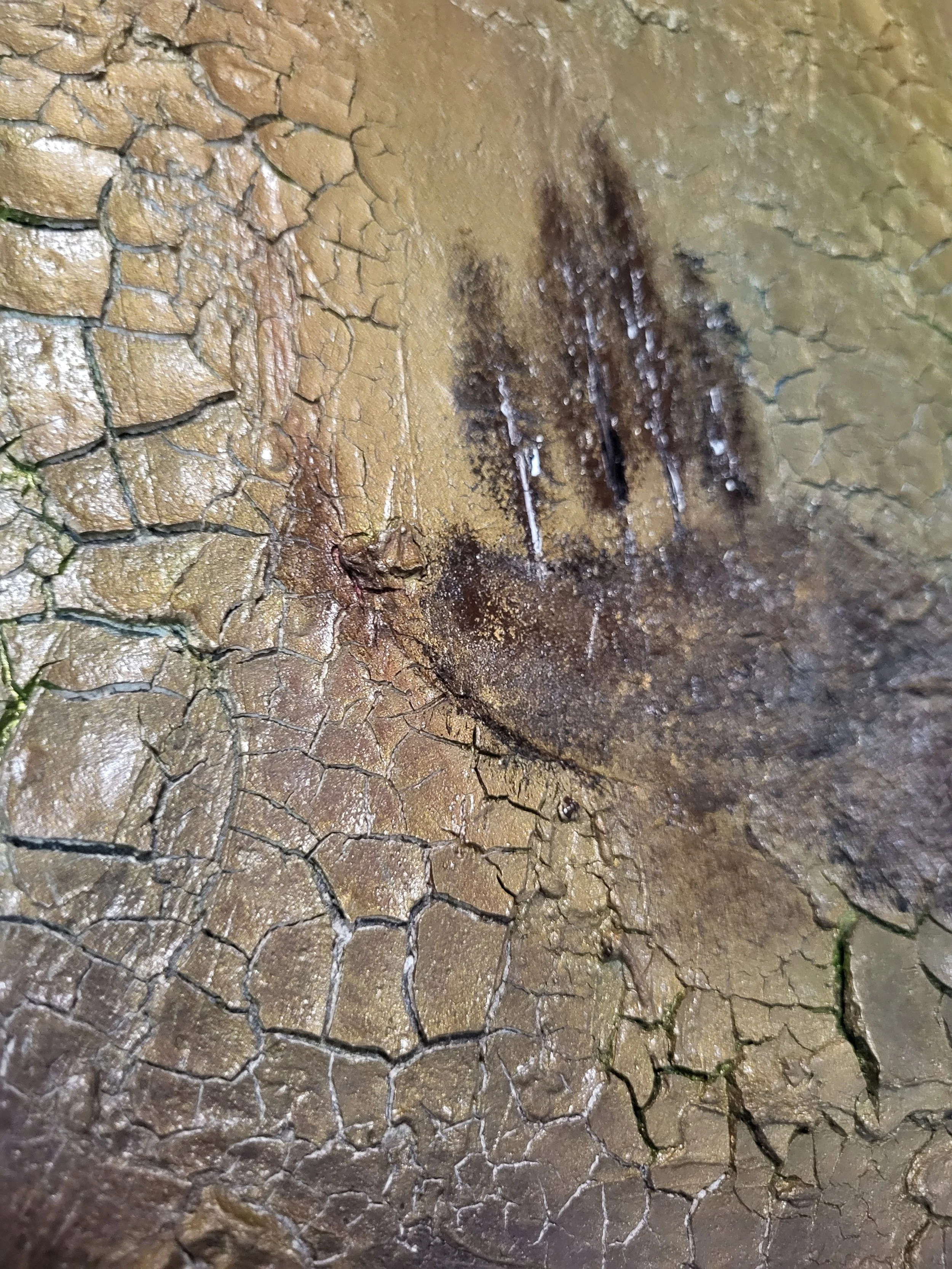 Secret Place – Original-Gemälde von Pia Holzinger mit Marmormehl, verträumten Bäumen und einem See auf Leinwand.