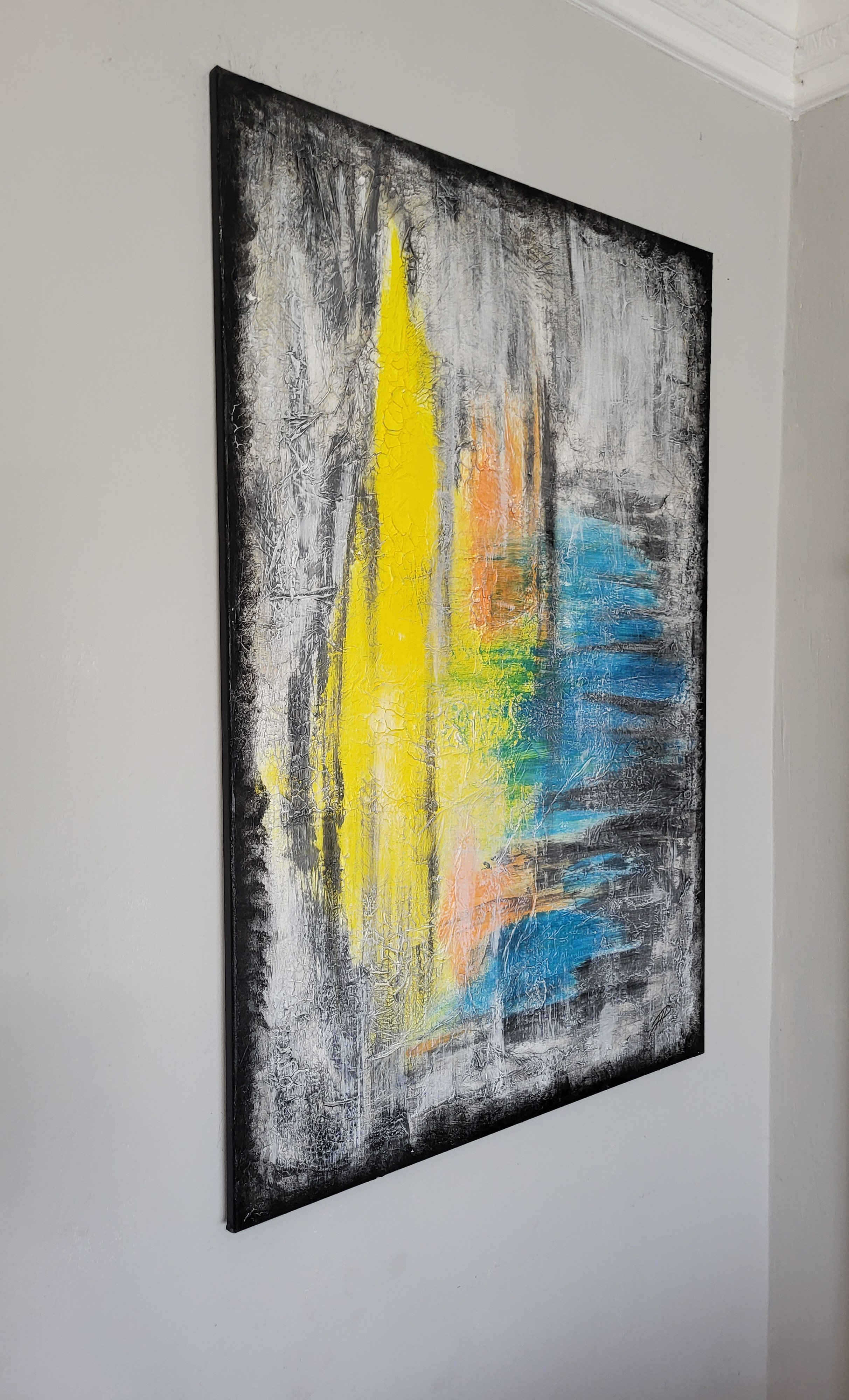 Spirit – Großformatiges Original-Gemälde von Pia Holzinger mit Marmormehl, Seidenpapier und Acryl auf Leinwand.
