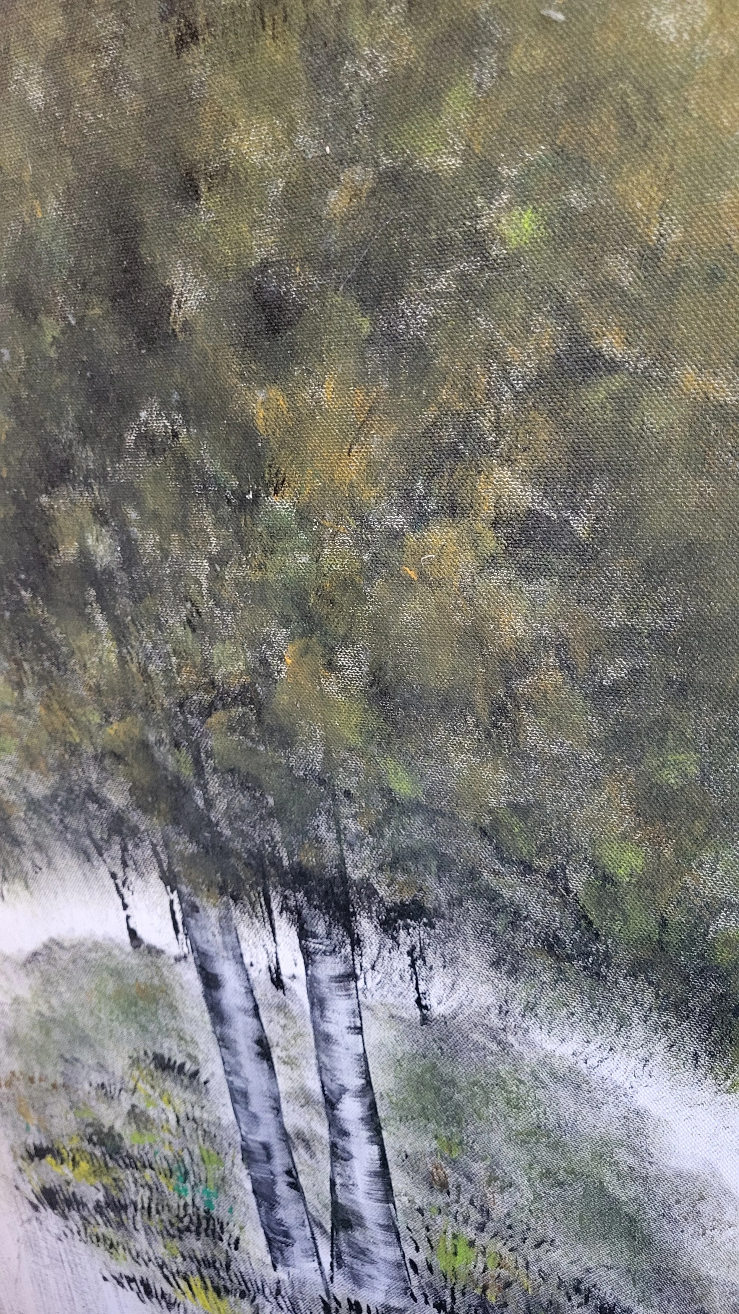 Baum – Abstraktes Original-Gemälde (90x70cm) von Pia Holzinger, handgemaltes Acrylbild auf Leinwand.