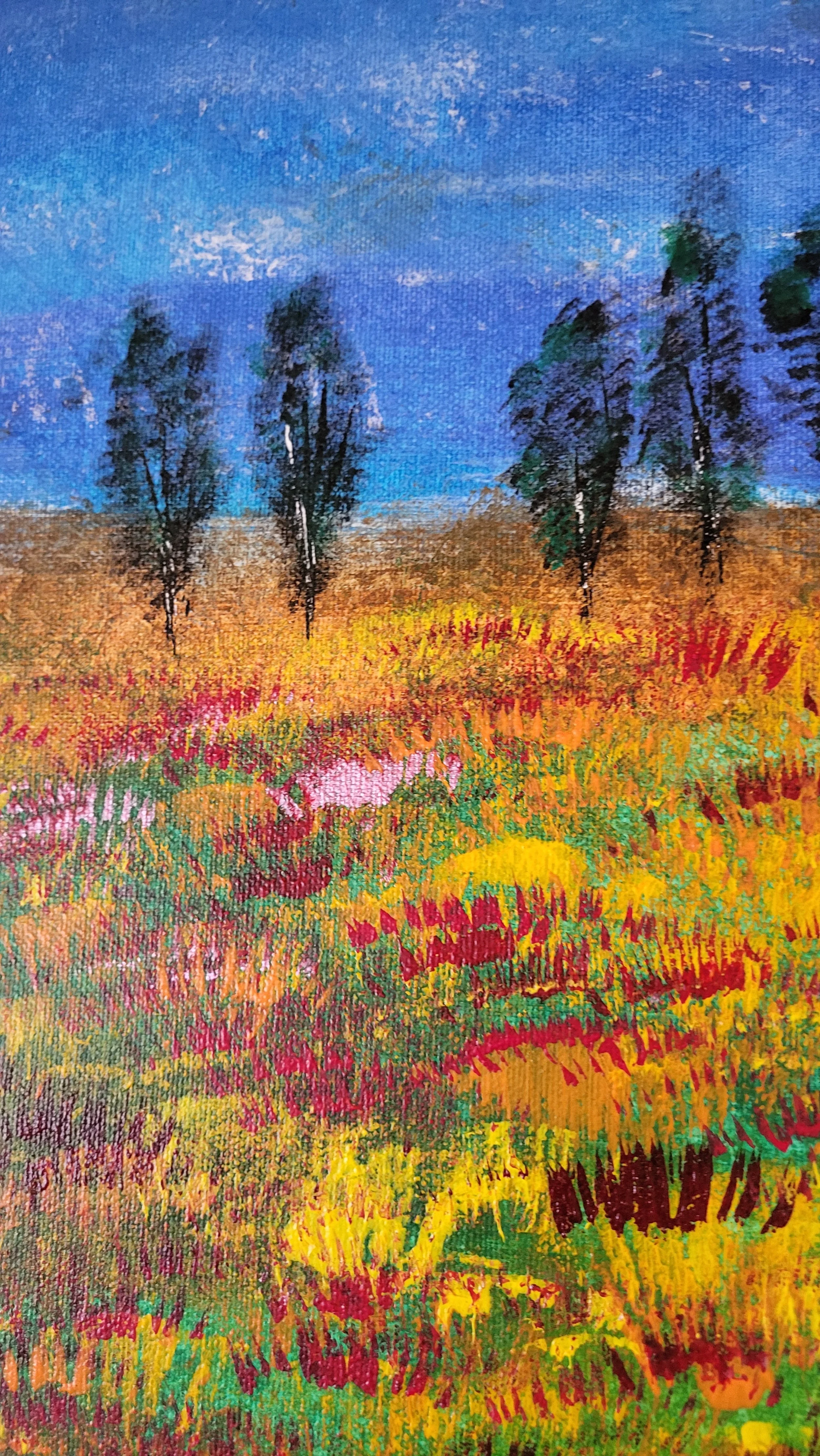 Flowers – Farbenfrohes Original-Gemälde einer Blumenwiese von Pia Holzinger, Acryl auf Leinwand.
