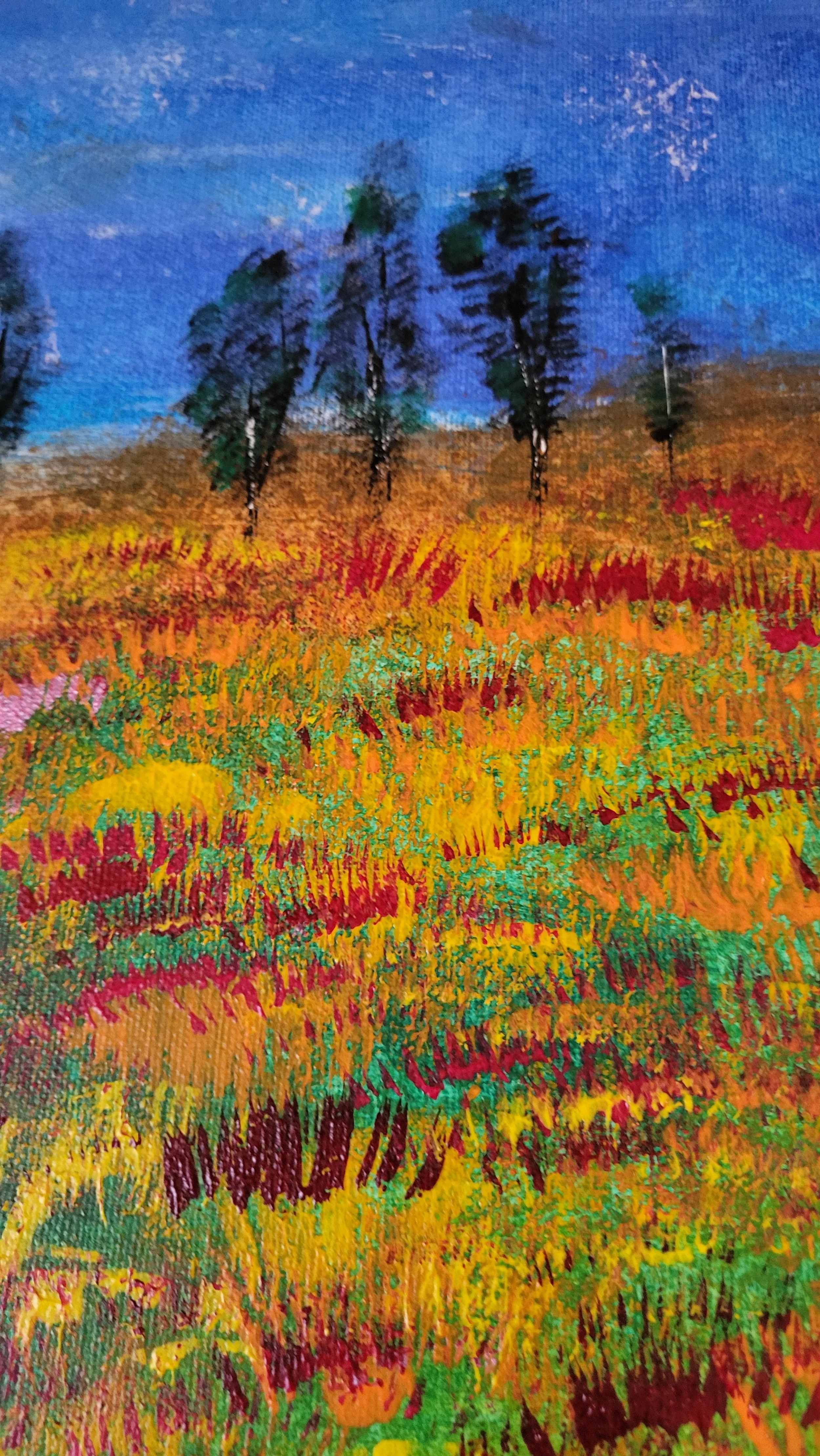 Flowers – Farbenfrohes Original-Gemälde einer Blumenwiese von Pia Holzinger, Acryl auf Leinwand.