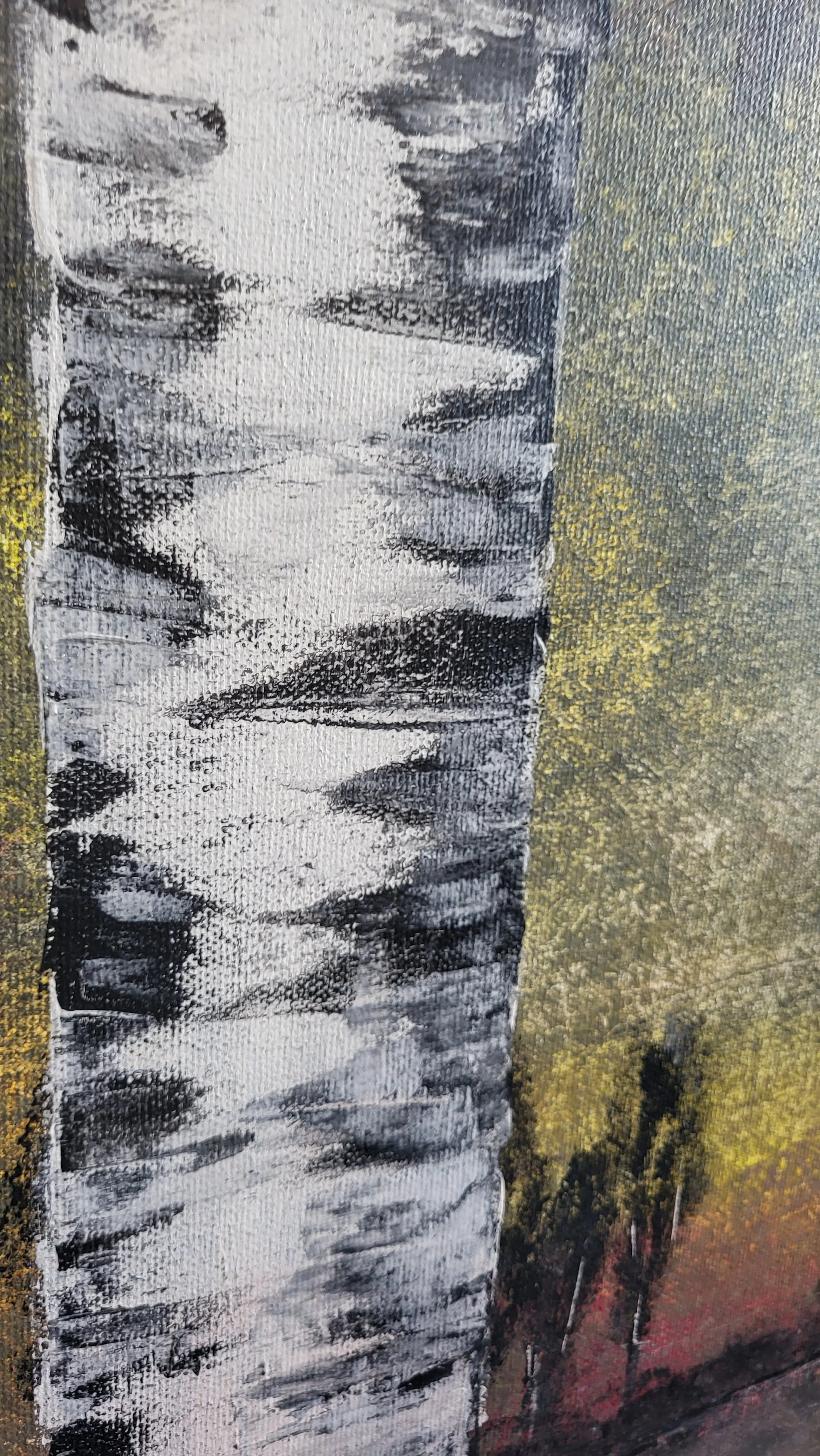 Birken – Quadratisches Original-Gemälde (80x80cm) von Pia Holzinger, Acryl auf Leinwand.