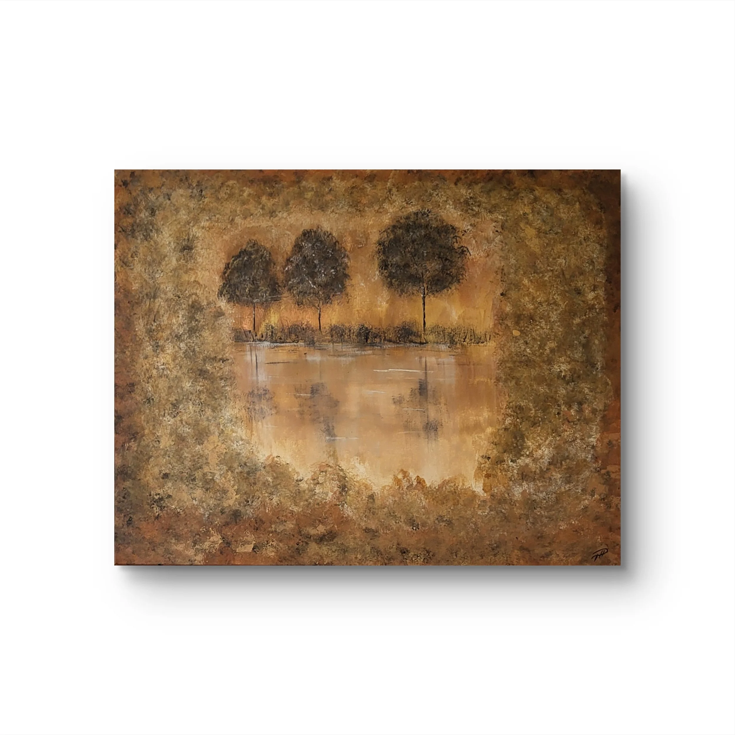 Secret Lake – Verträumte Original-Seelandschaft von Pia Holzinger, Acryl auf Leinwand.