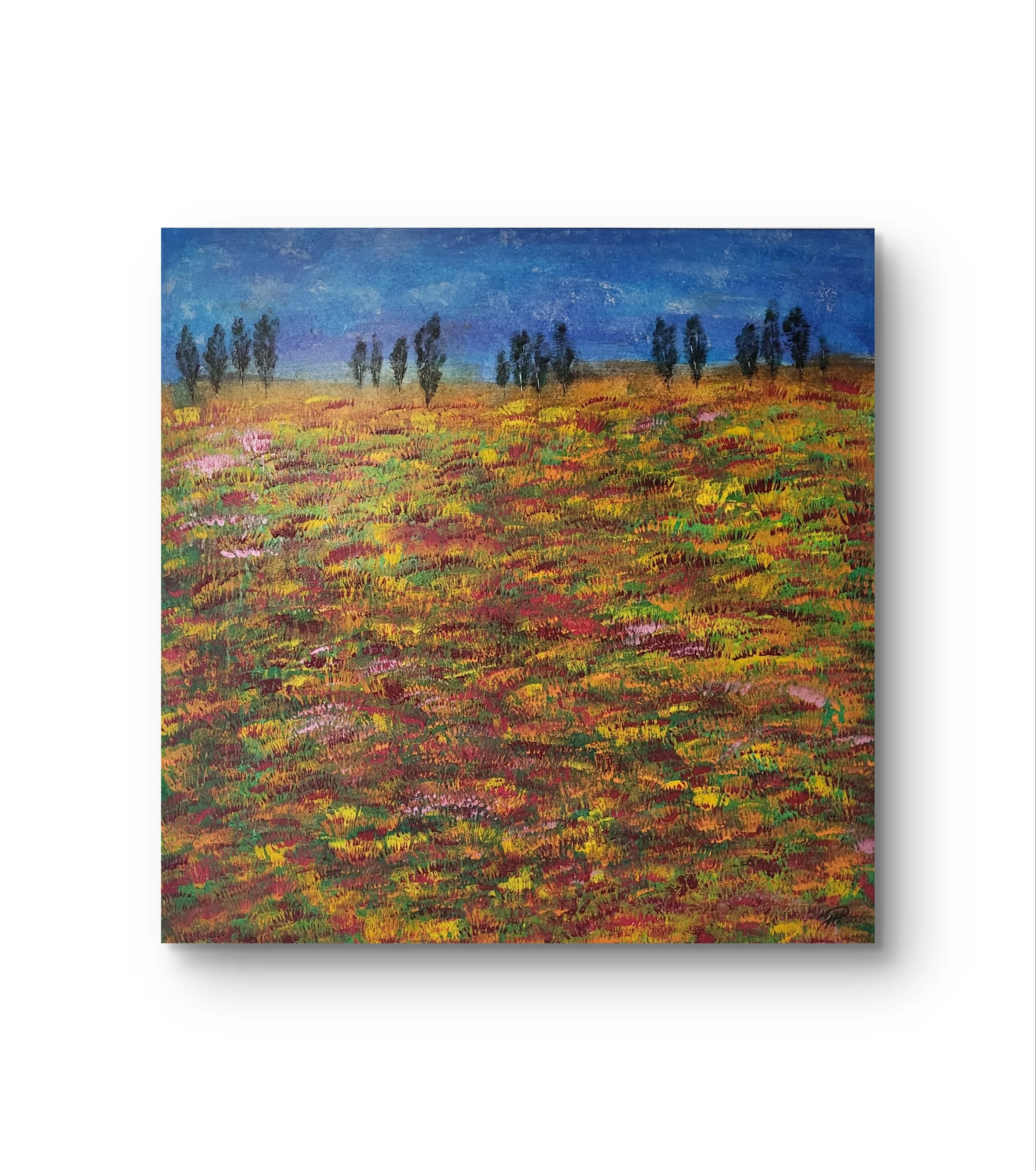 Flowers – Farbenfrohes Original-Gemälde einer Blumenwiese von Pia Holzinger, Acryl auf Leinwand.