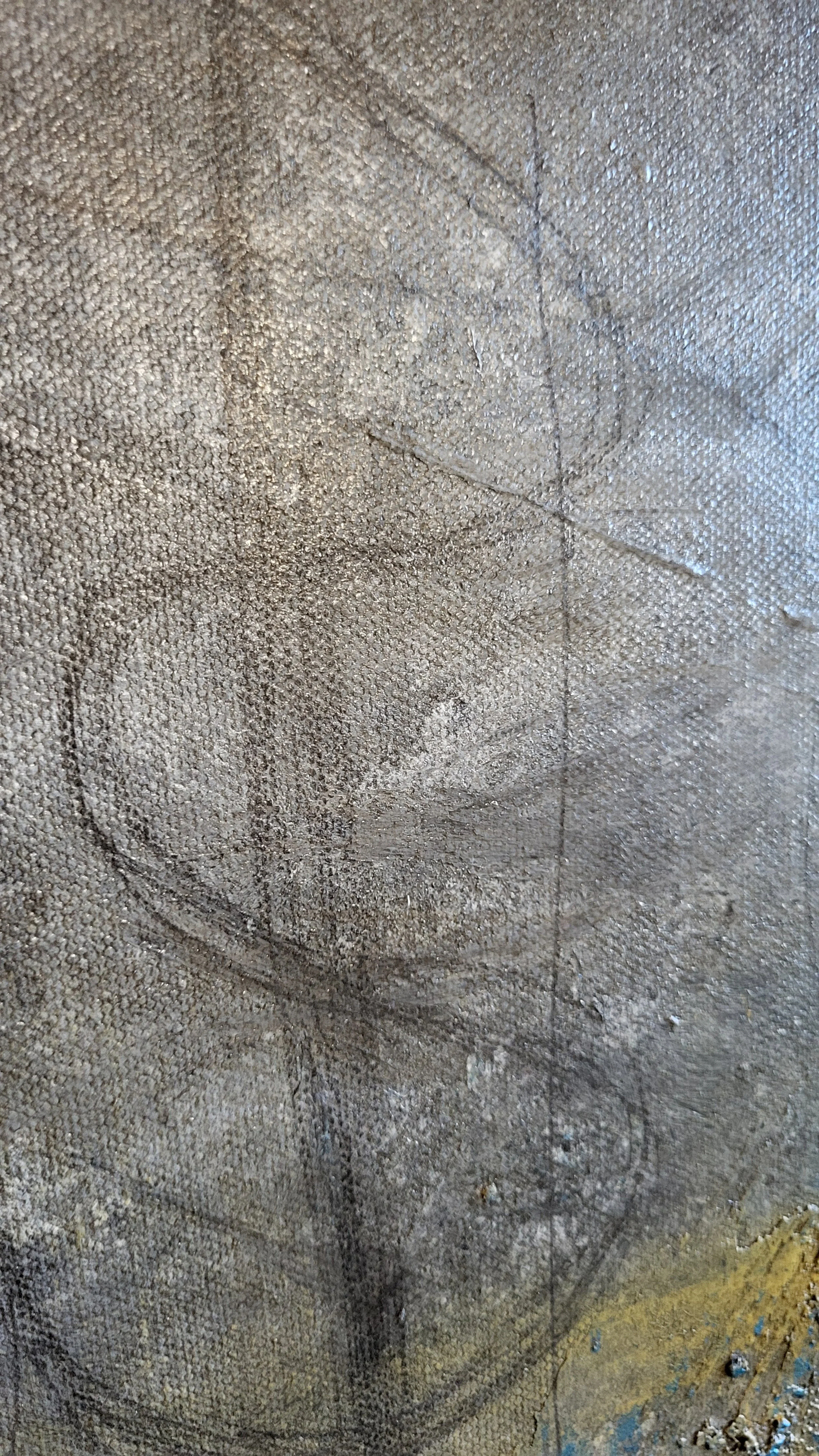 Stony – Großformatiges, quadratisches Original-Gemälde von Pia Holzinger mit steinähnlicher Strukturpaste auf Leinwand.