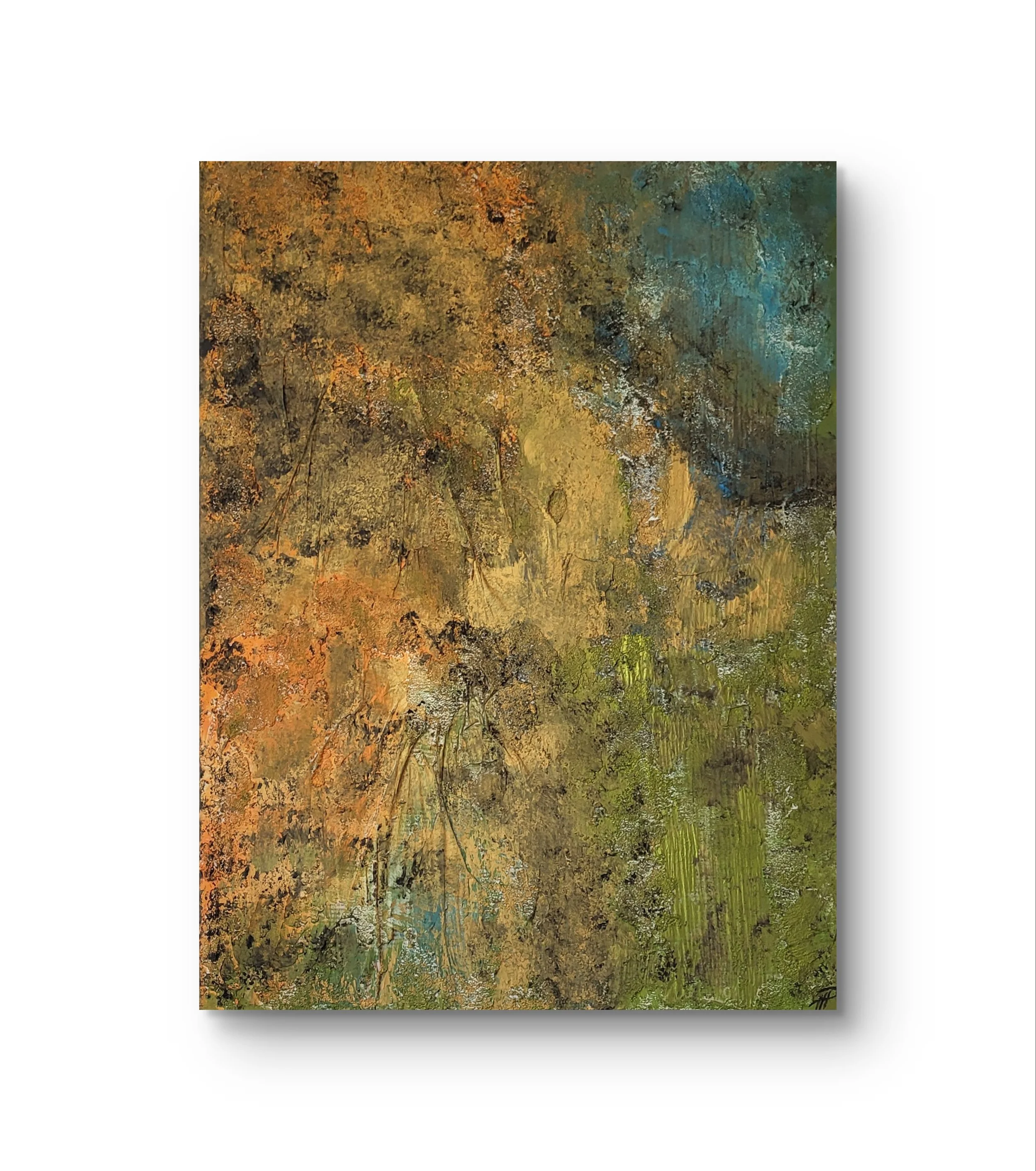 Perfect Match – Abstraktes Original-Gemälde von Pia Holzinger mit Zeitungscollage und grober Strukturpaste auf Leinwand.