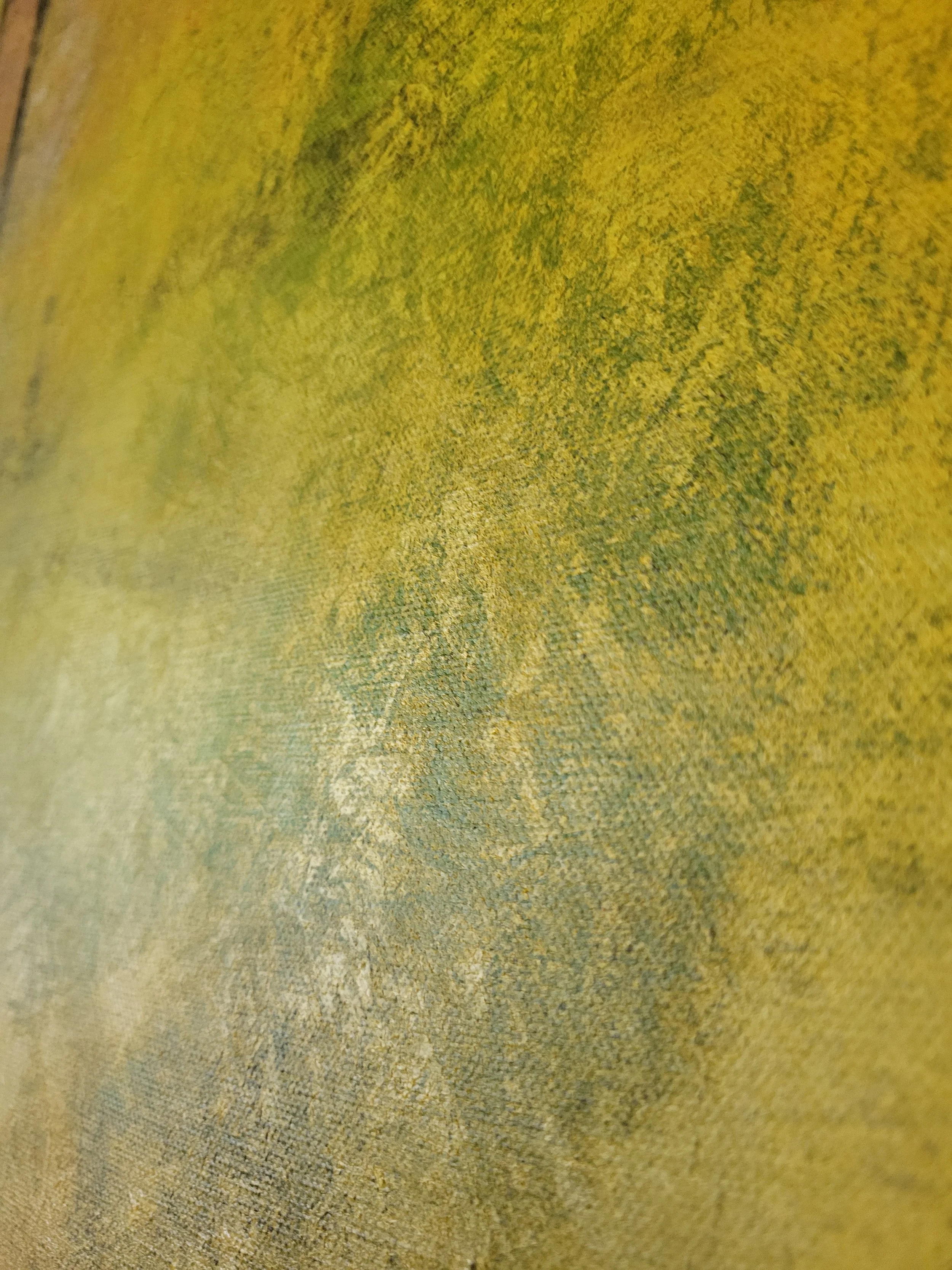 Stadt gelb – Großformatiges Original-Gemälde einer Stadtlandschaft von Pia Holzinger, Acryl auf Leinwand.