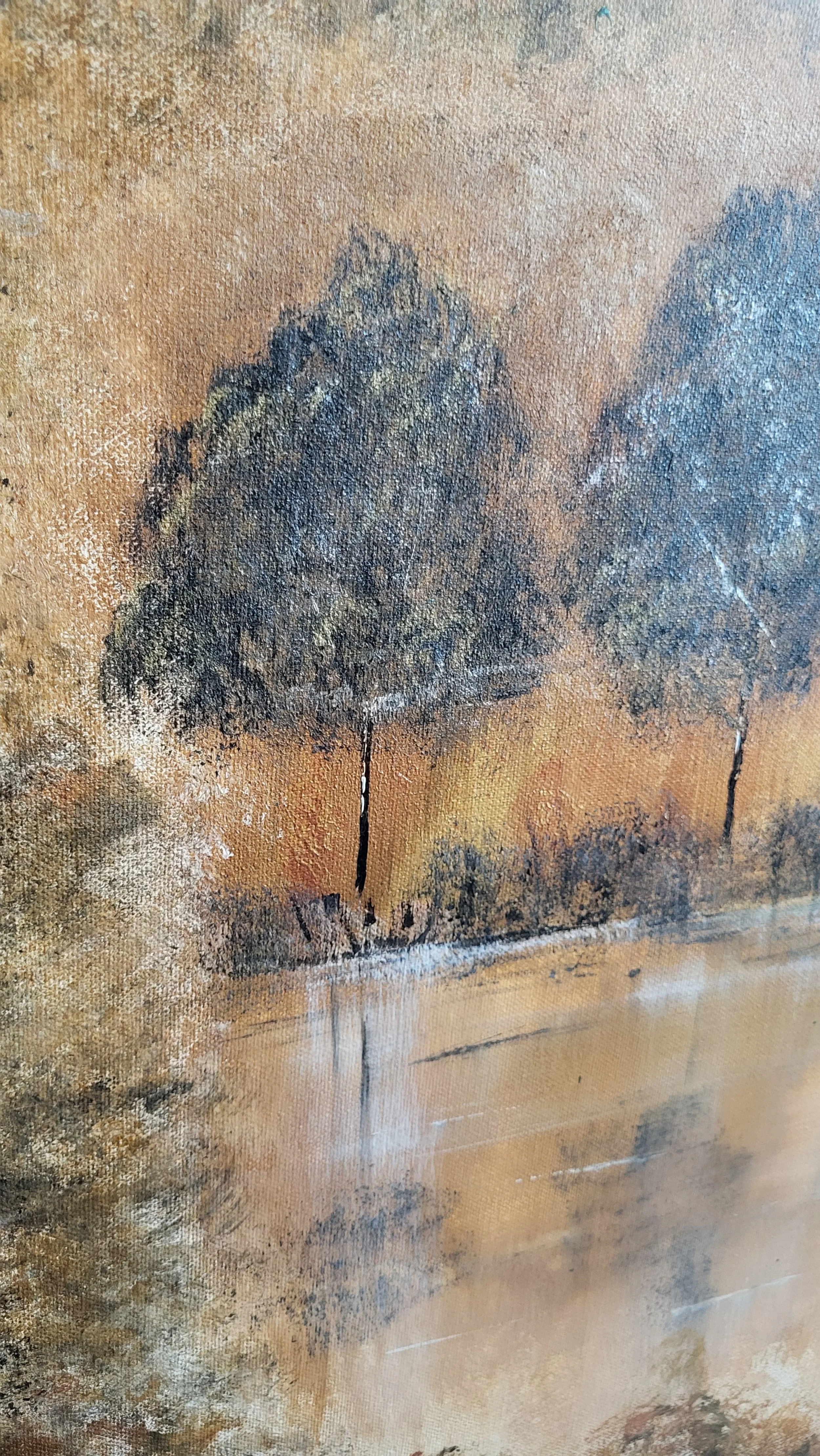 Secret Lake – Verträumte Original-Seelandschaft von Pia Holzinger, Acryl auf Leinwand.