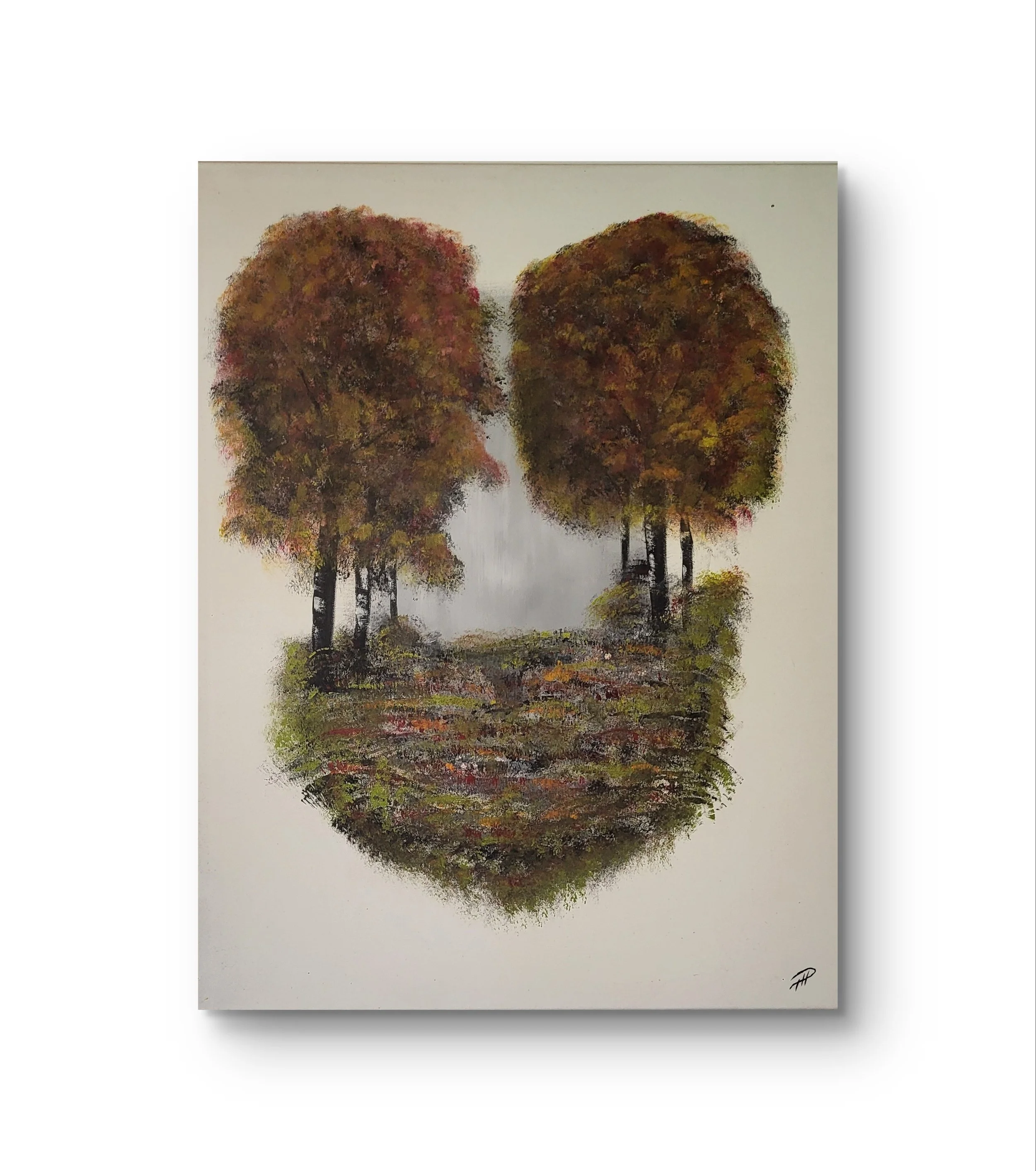 Herbst – Original-Gemälde von Pia Holzinger, bunte Herbstbäume in Acryl auf Leinwand.