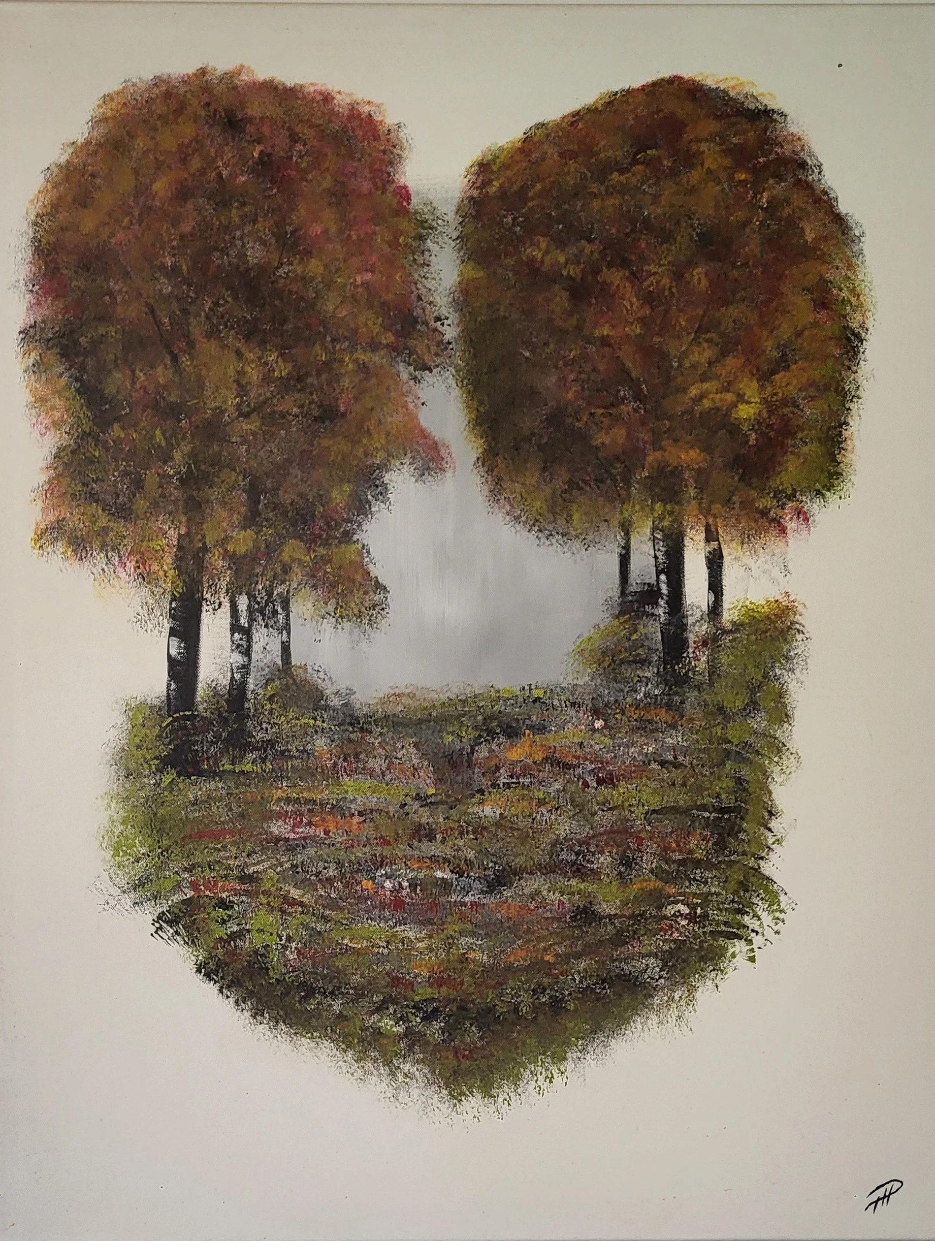 Herbst – Original-Gemälde von Pia Holzinger, bunte Herbstbäume in Acryl auf Leinwand.